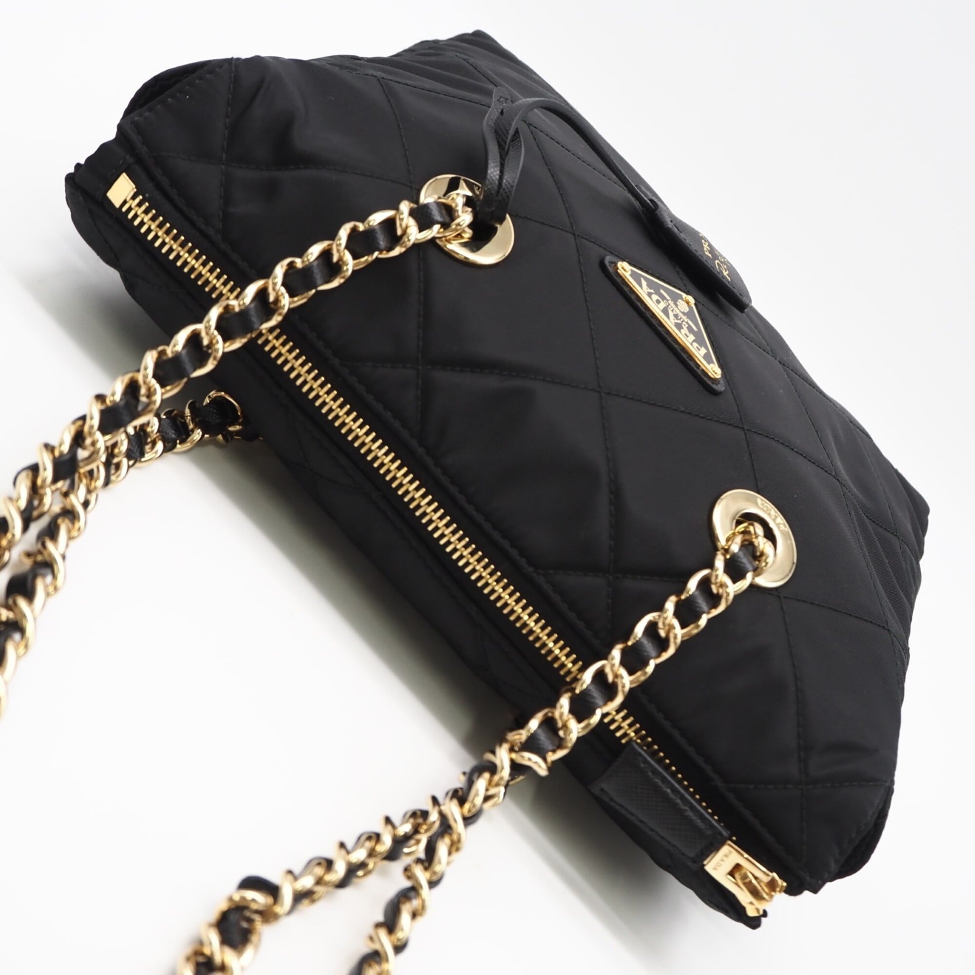 Prada Saffiano Black Nero Nylon Saffiano Shoulder Bag (Pre-Owned)