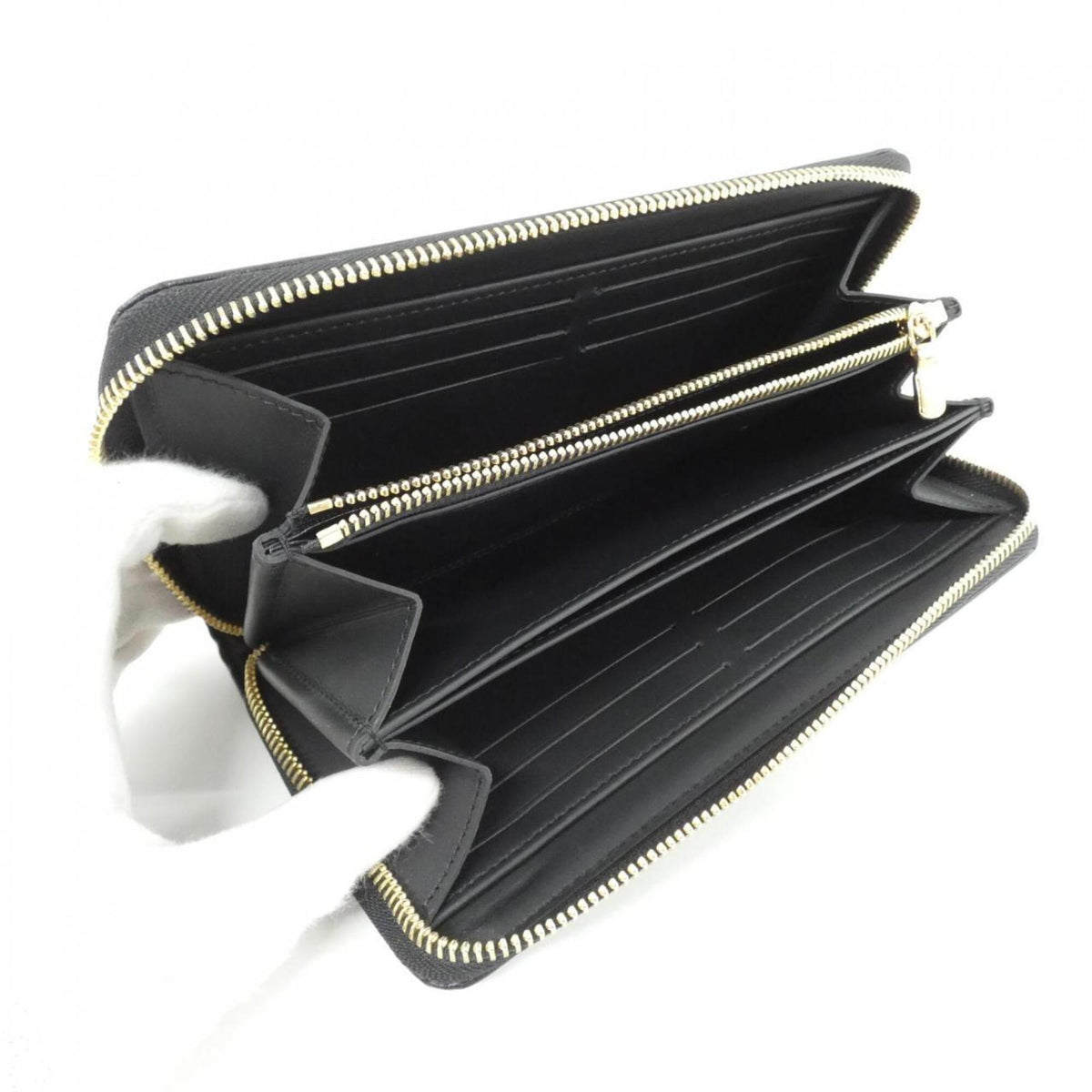 Louis Vuitton Black Leather Long Wallet (Bi-Fold) (Pre-Owned)
