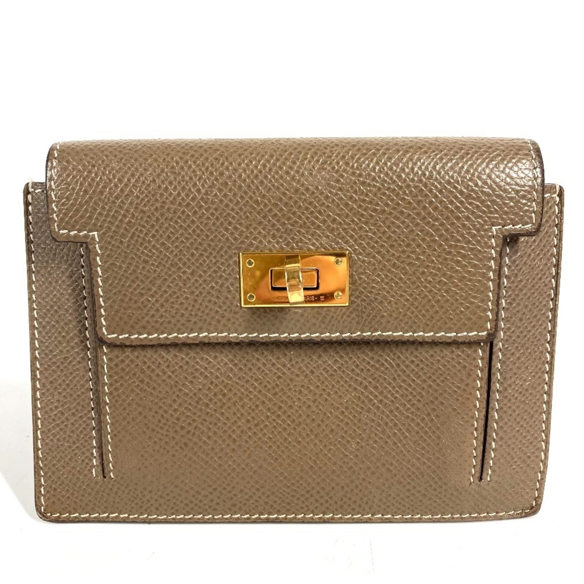 Hermes Etoupe Gray Gray Epsom Leather Coin Purse/Coin Case (Pre-Owned)