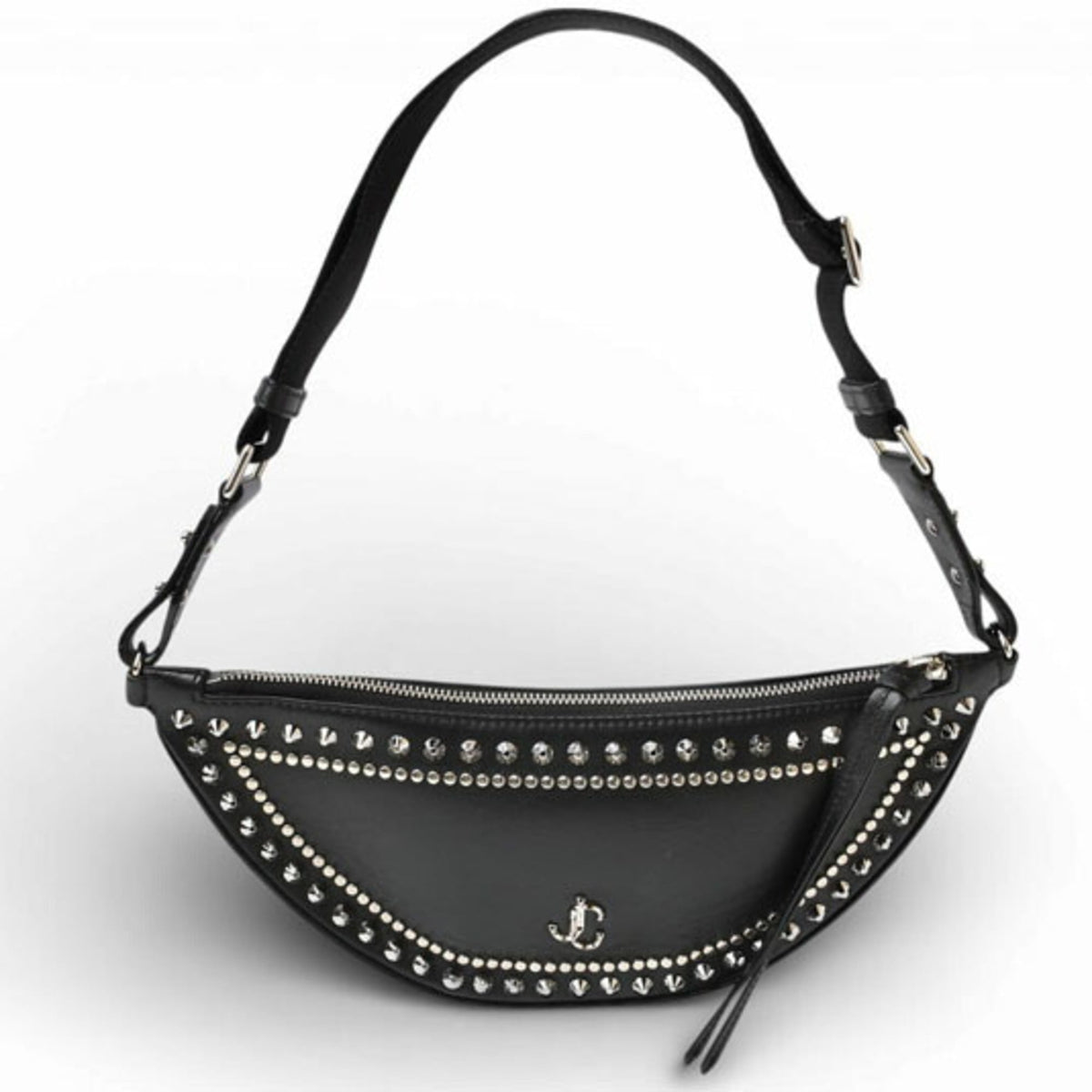 Jimmy Choo Black Leather Fanny Pack Shoulder Bag Sling Bag (Pre-Owned)
