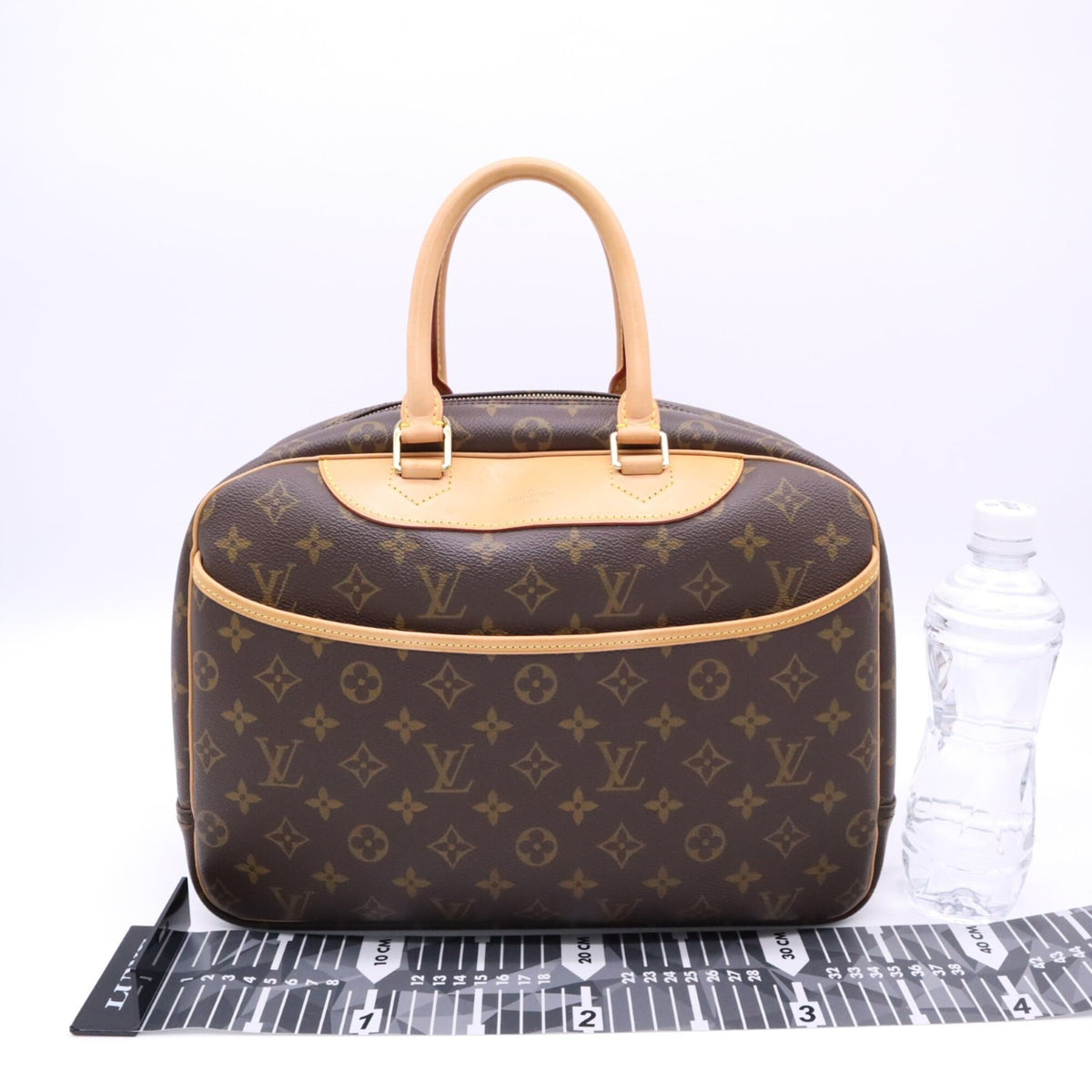 Louis Vuitton Beige Brown Coated Canvas Leather Handbag (Pre-Owned)