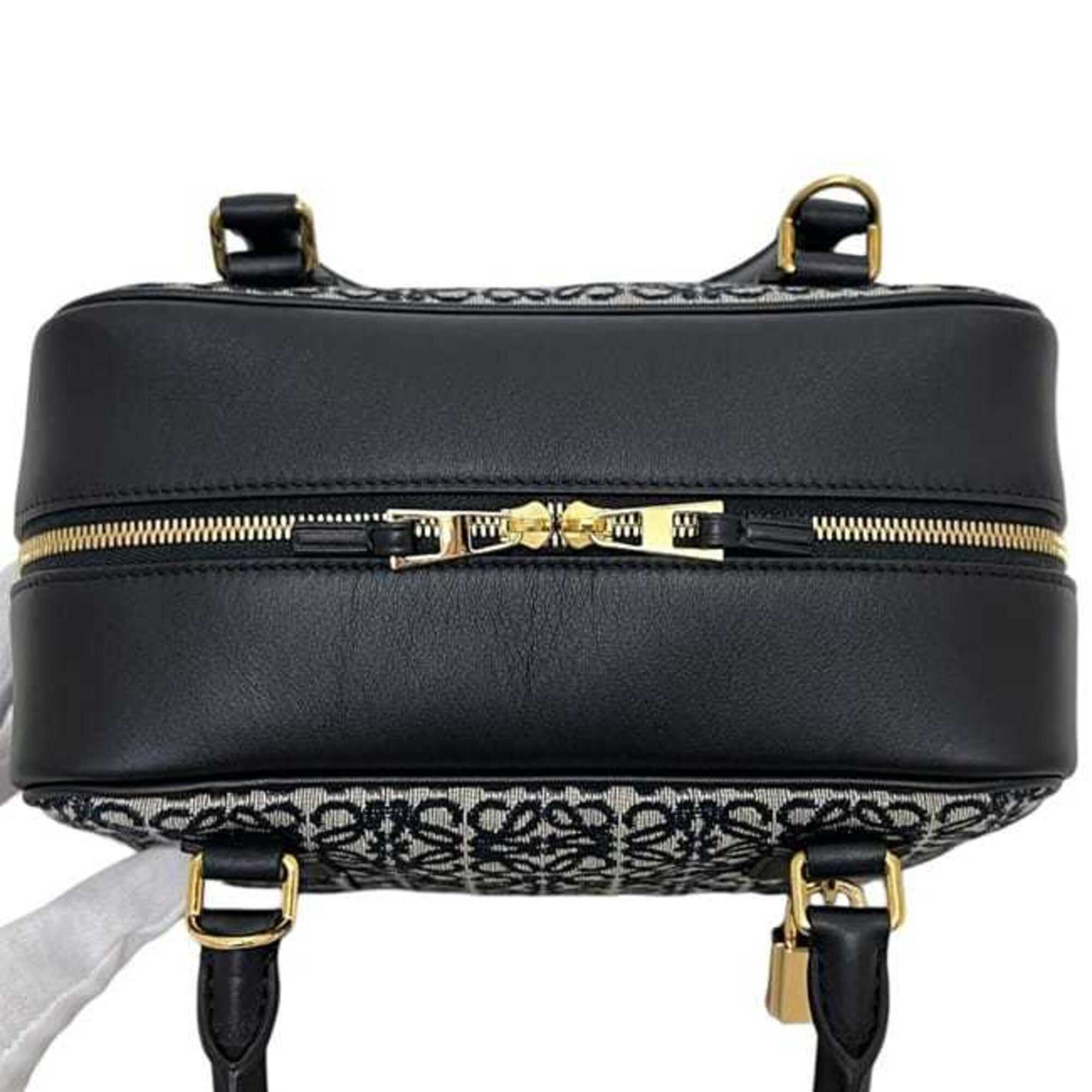 Loewe Black Navy Canvas Leather Handbag (Pre-Owned)