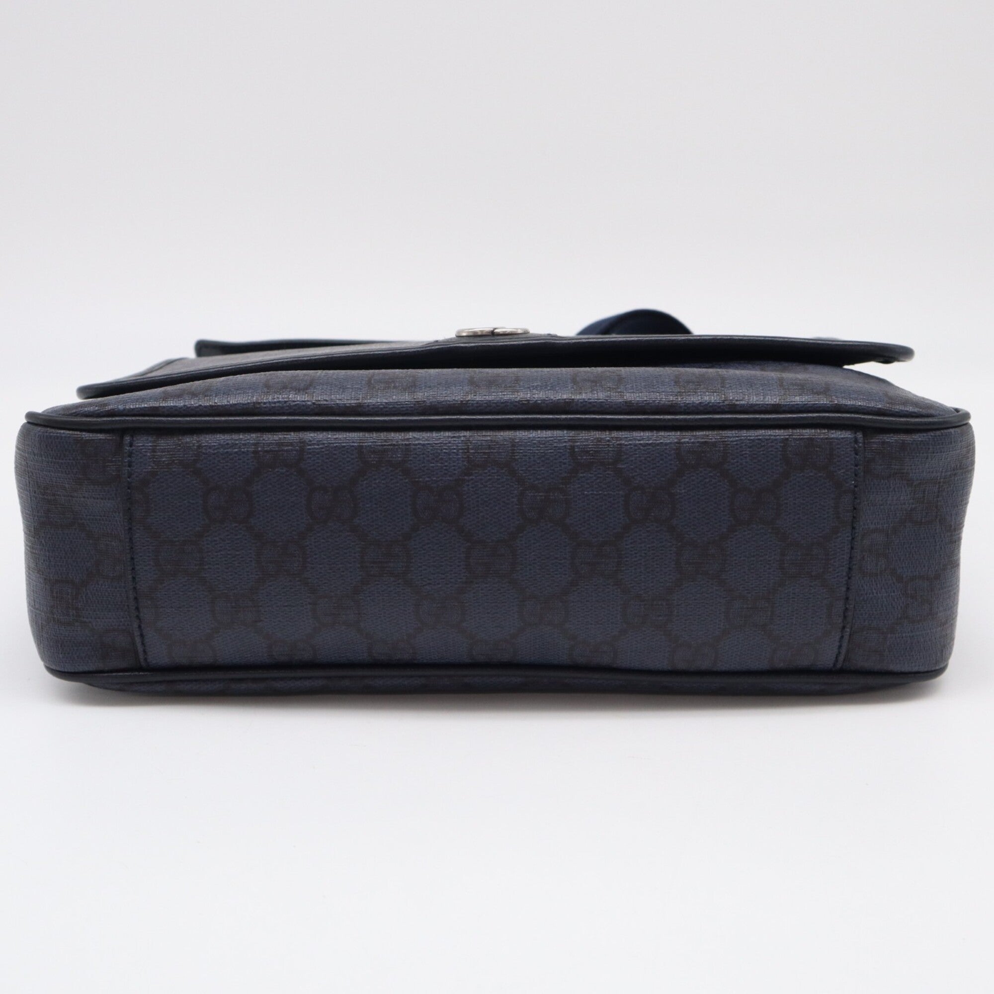 Gucci Ophidia Navy Black Canvas Leather Shoulder Bag (Pre-Owned)