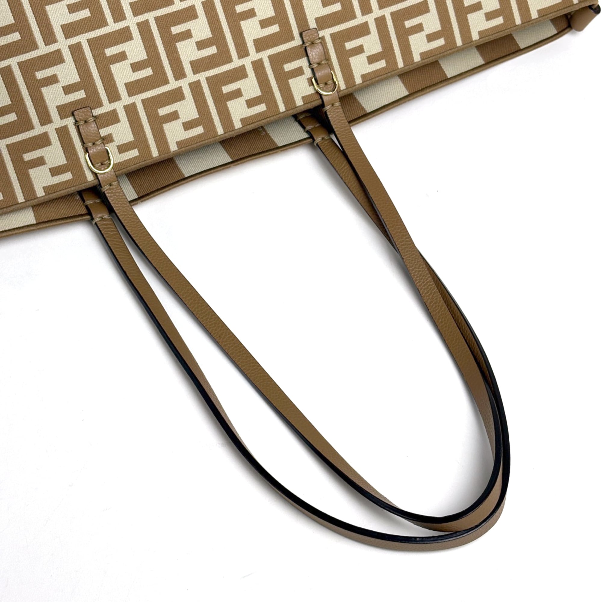 Fendi Beige Canvas Leather Tote Bag (Pre-Owned)