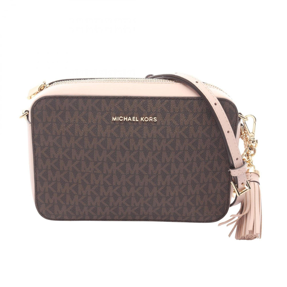 Michael Kors Brown Pink Coated Canvas Leather Handbag Shoulder Bag (Pre-Owned)