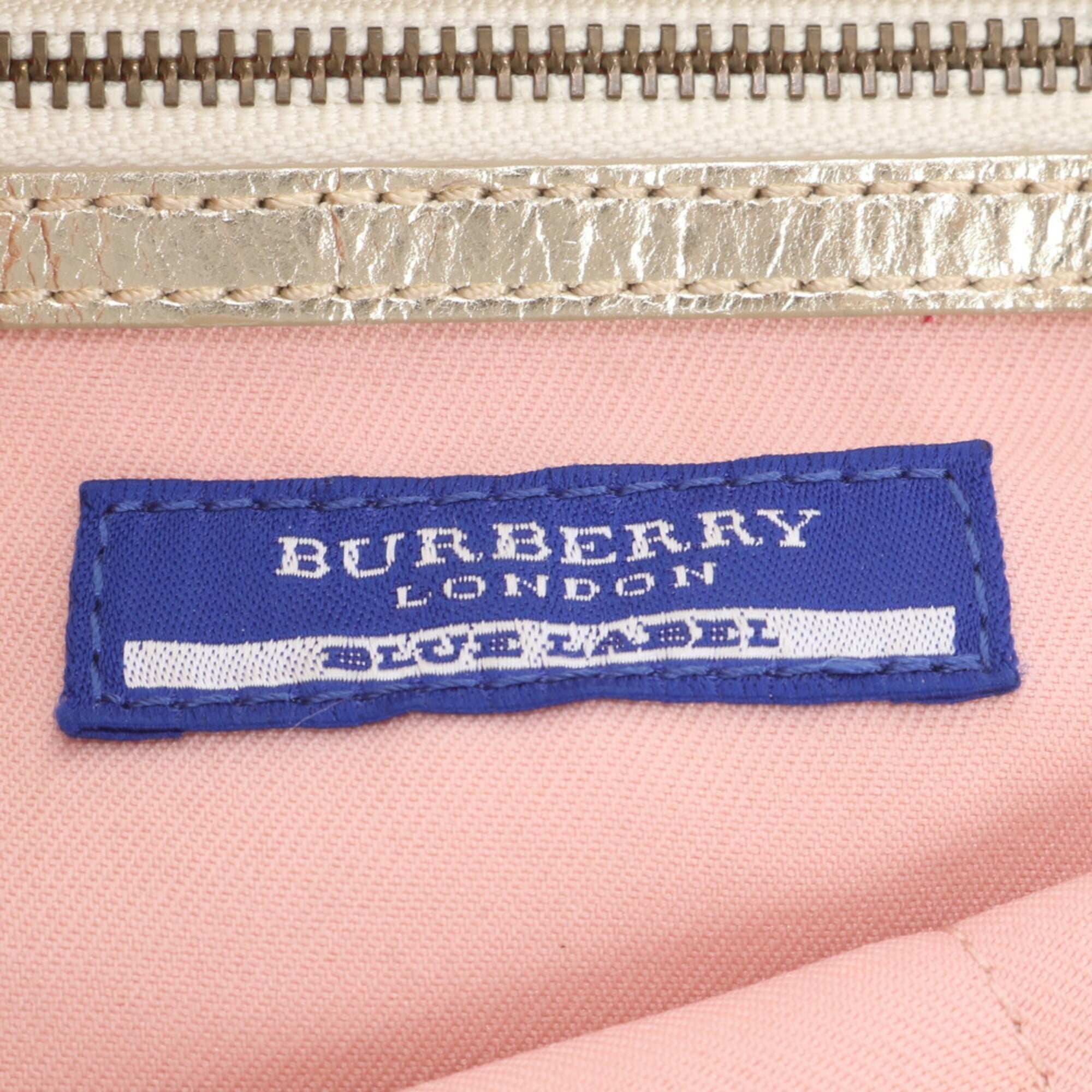 Burberry Beige Leather Canvas Shoulder Bag (Pre-Owned)