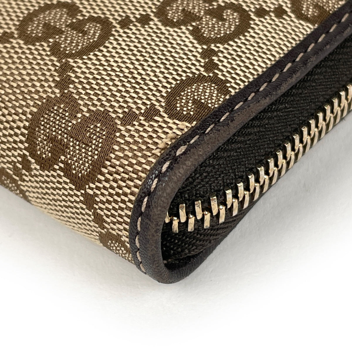 Gucci Brown Gg Canvas Leather Long Wallet (Bi-Fold) (Pre-Owned)