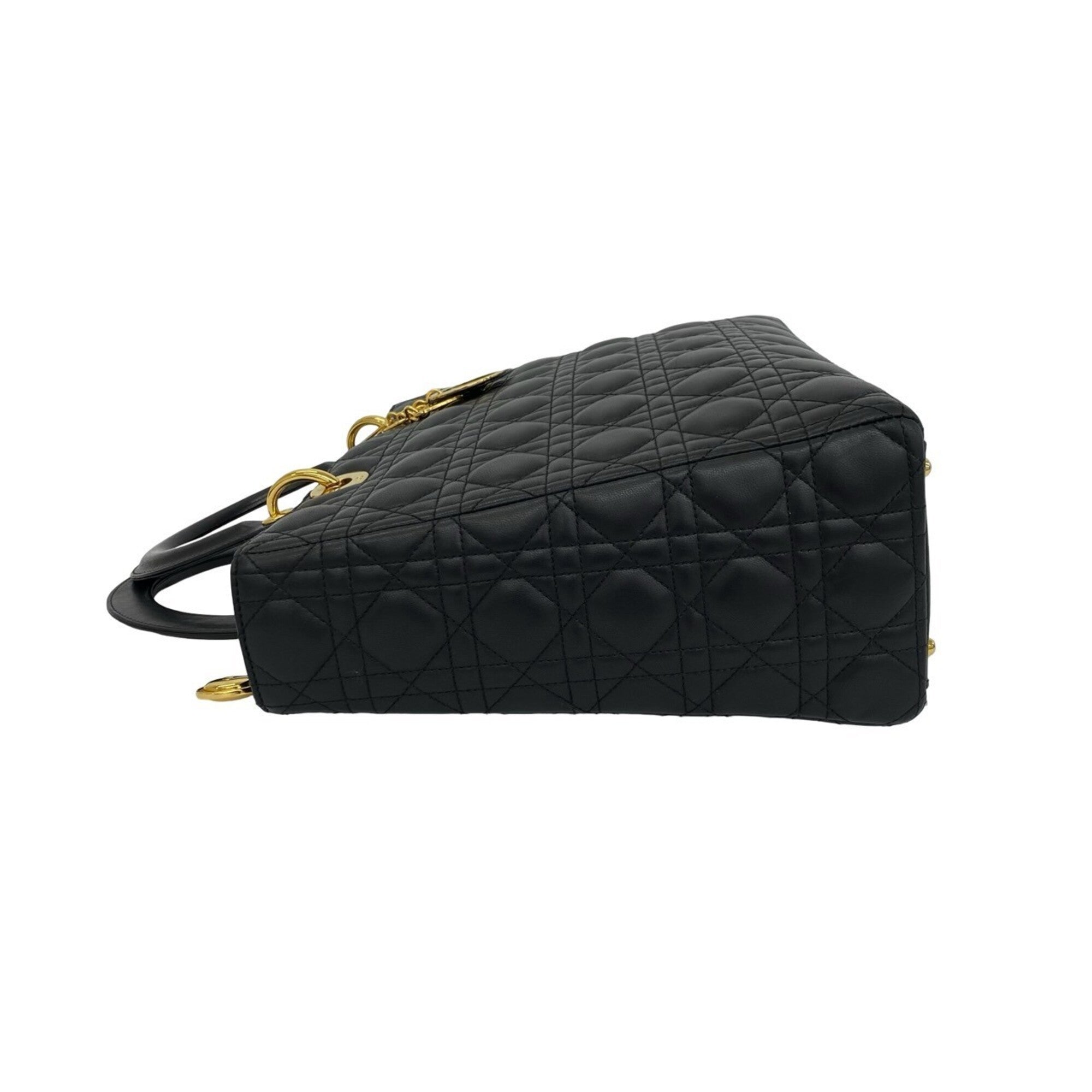Christian Dior Black Leather Handbag Tote Bag (Pre-Owned)