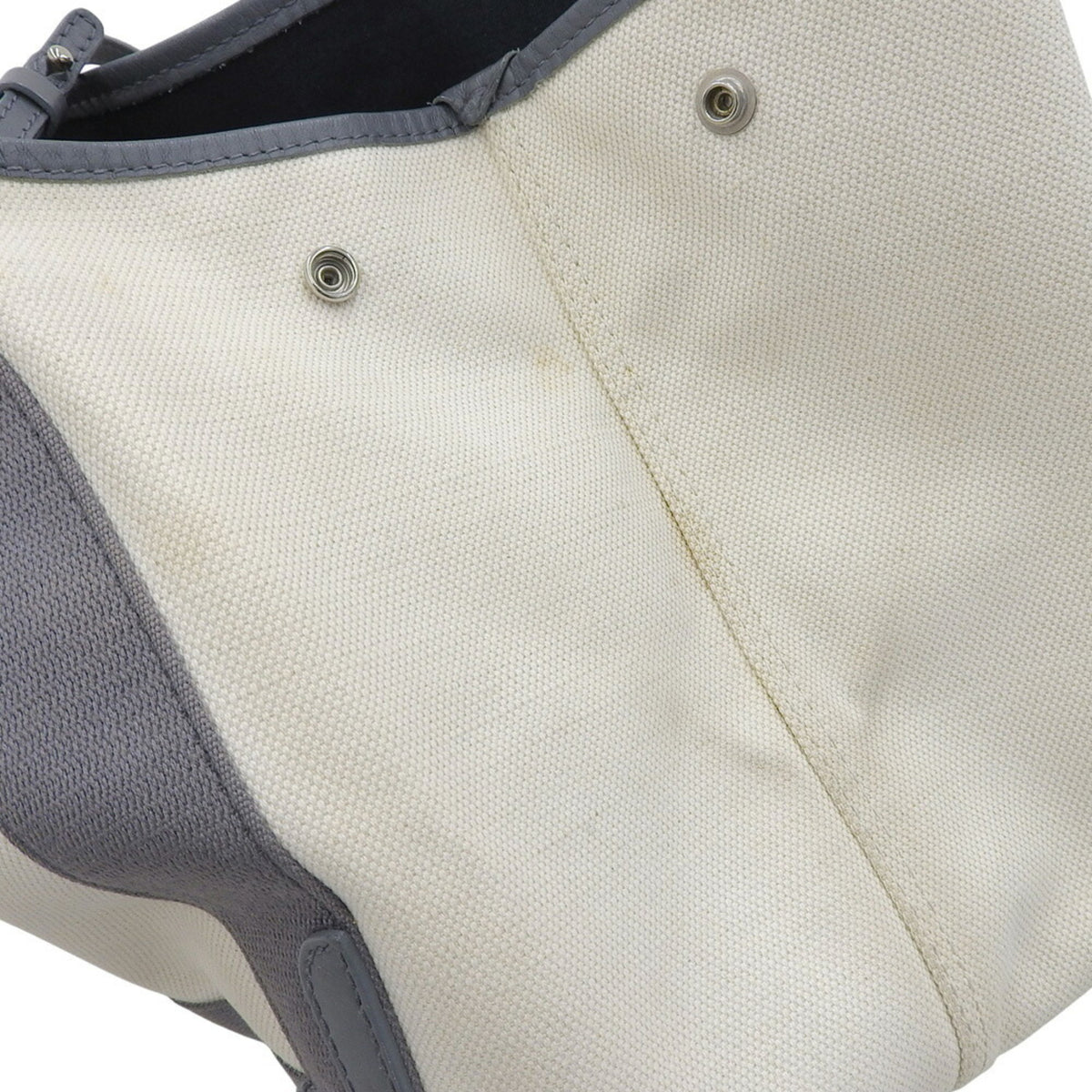 Balenciaga Gray White Canvas Leather Pouch Tote Bag (Pre-Owned)