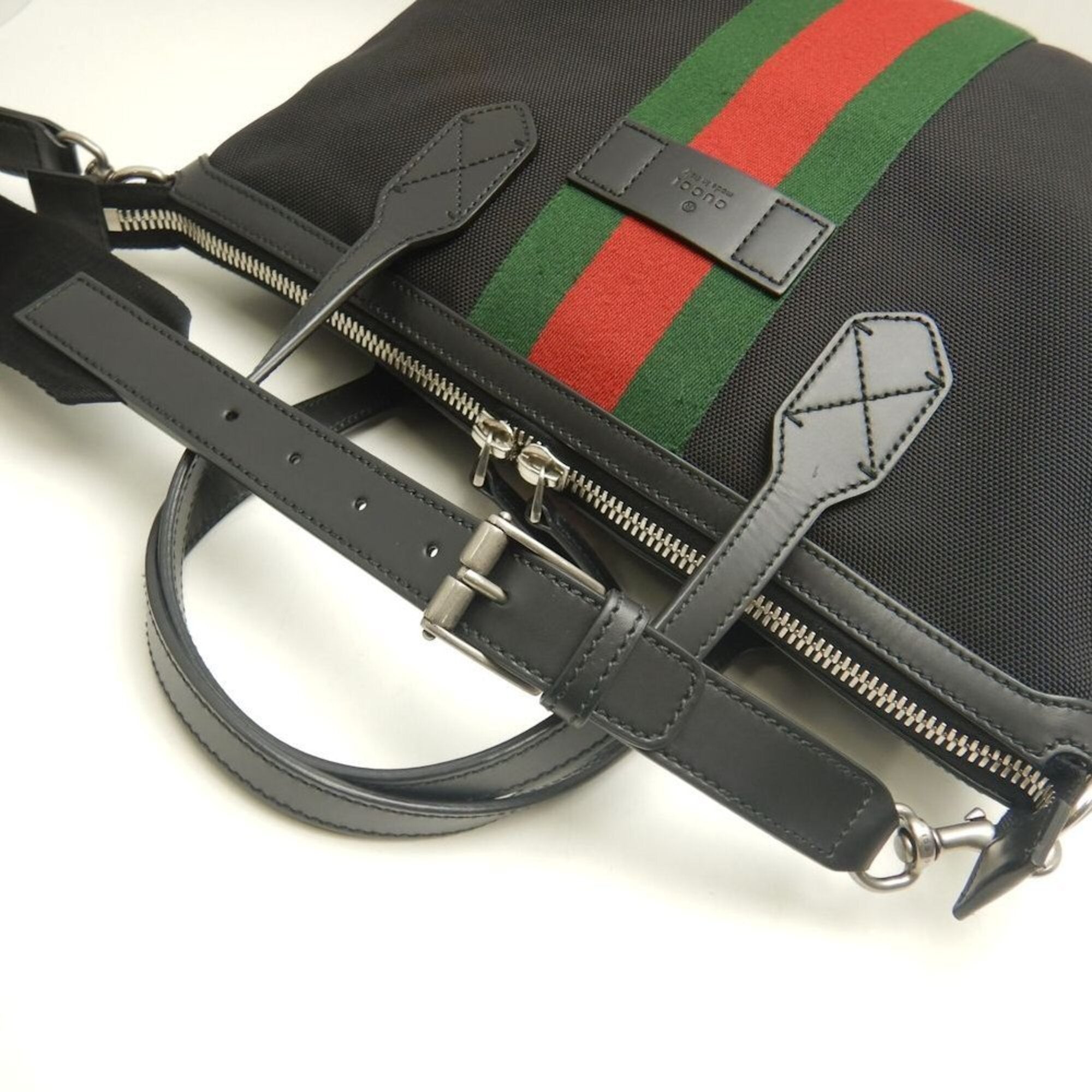 Gucci Black Canvas Leather Tote Bag (Pre-Owned)