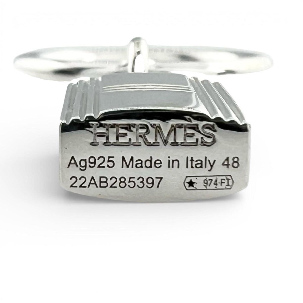 Hermes Silver Silver 925 Band Ring (Pre-Owned)