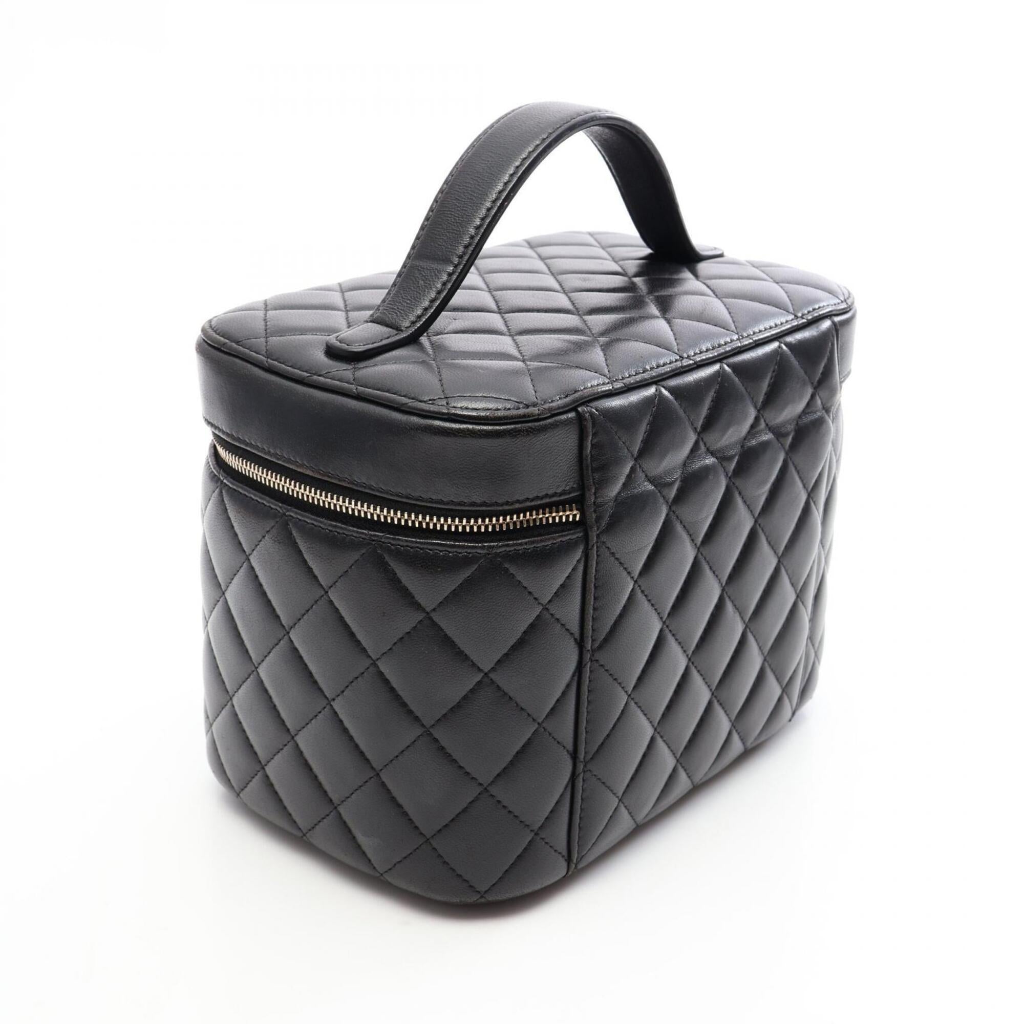Chanel Black Leather Handbag Vanity Bag (Pre-Owned)