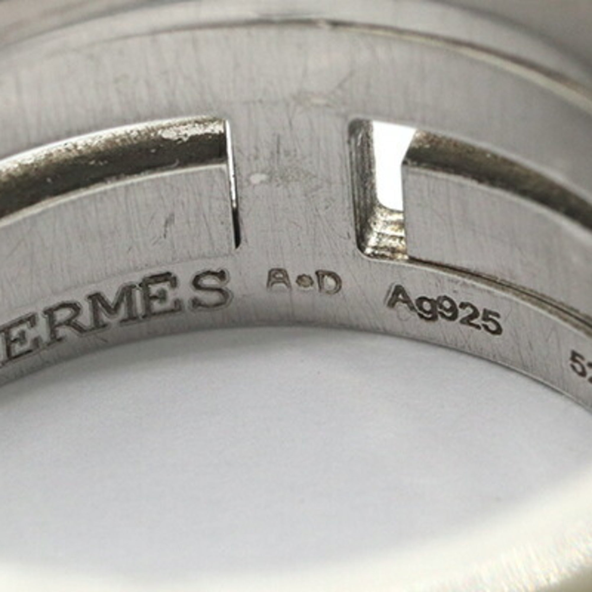 Hermes Silver Cream Sterling Silver 925 Band Ring (Pre-Owned)