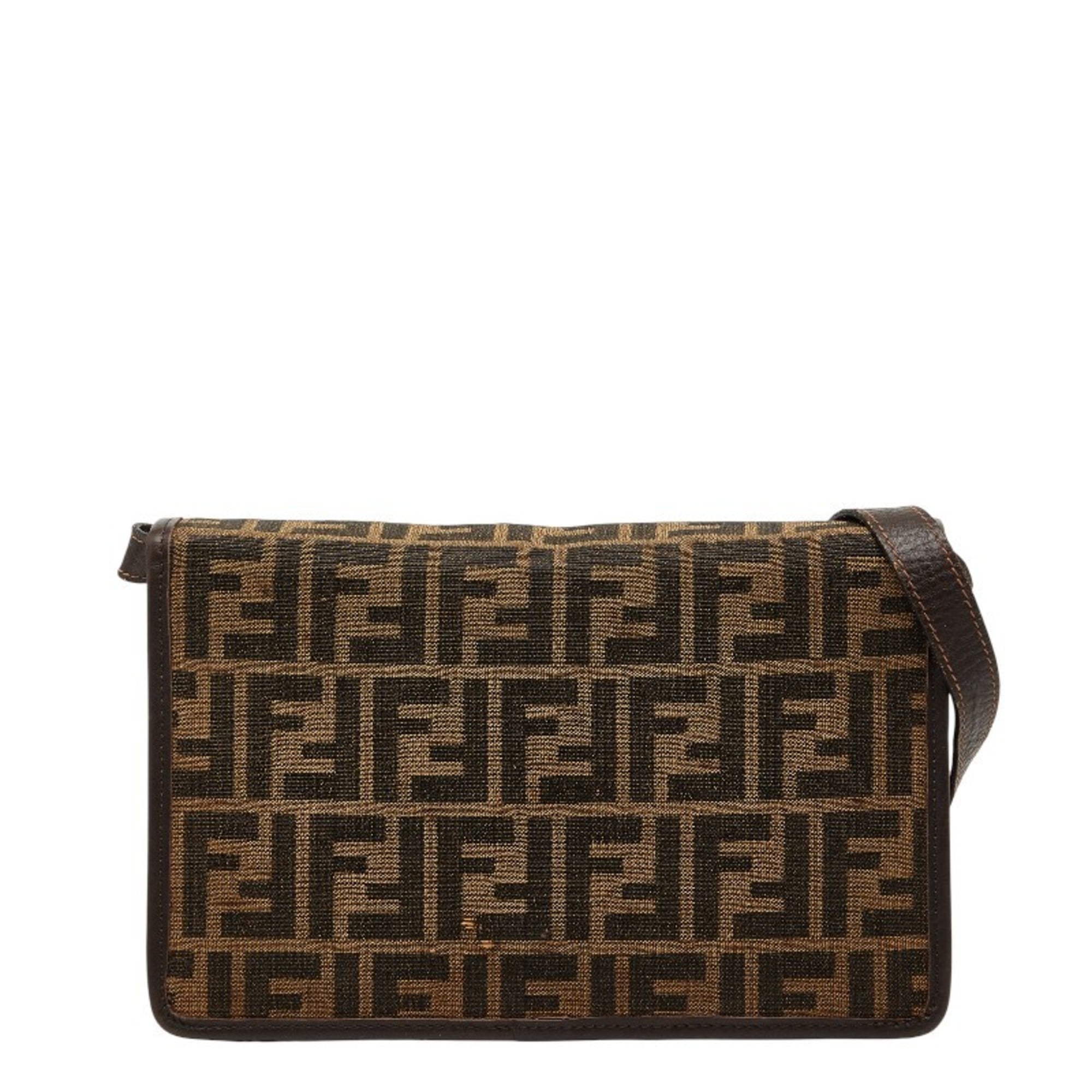 Fendi Brown Canvas Leather Shoulder Bag (Pre-Owned)