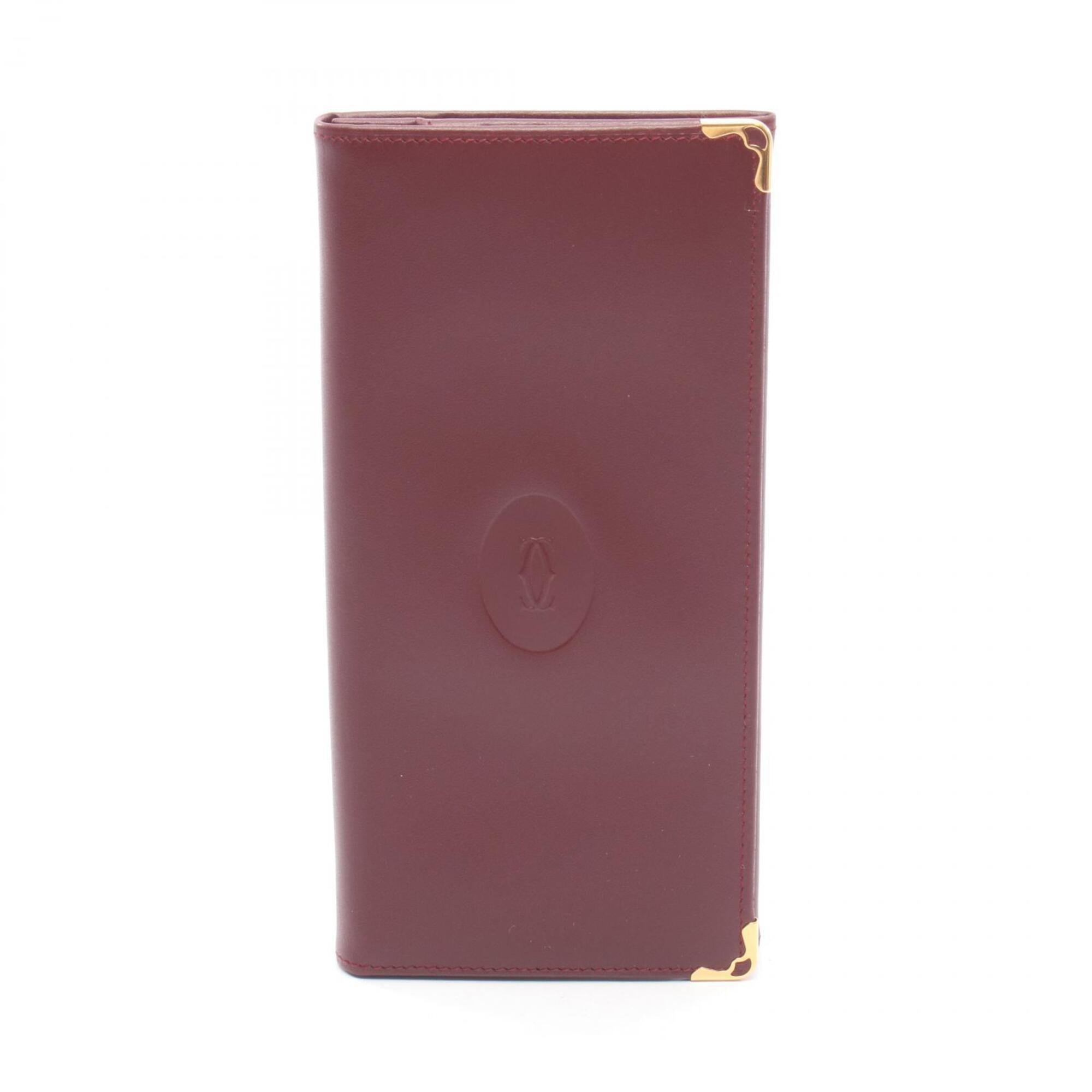Cartier Bordeaux Leather Long Wallet (Bi-Fold) (Pre-Owned)