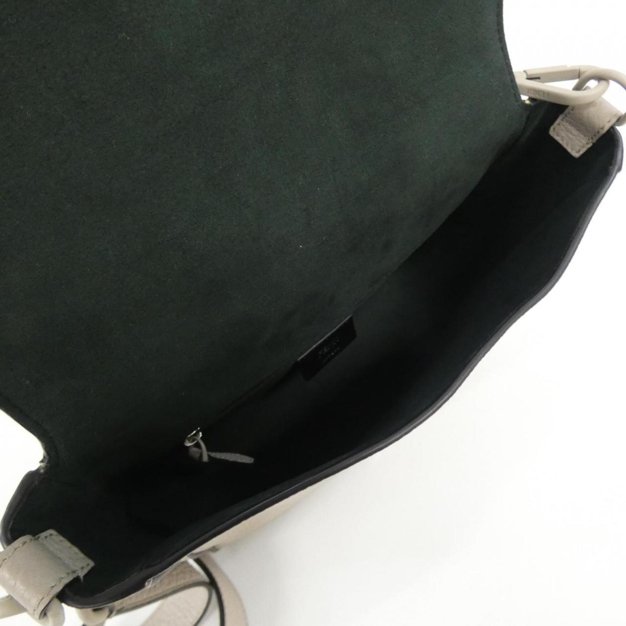 Fendi Gray Leather Shoulder Bag (Pre-Owned)