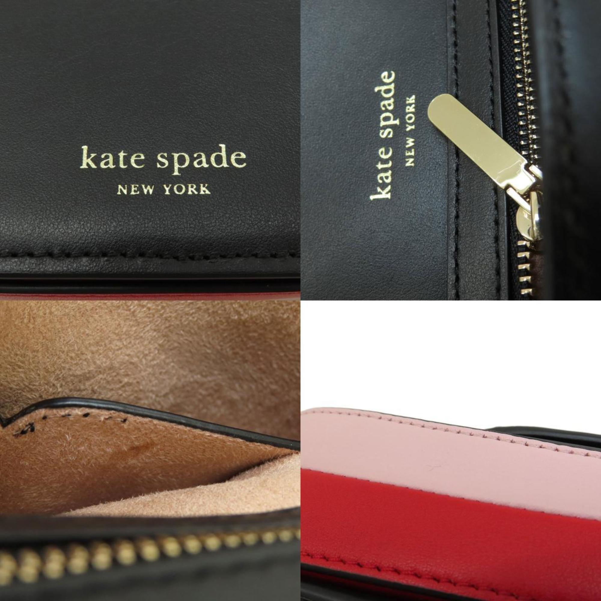 Kate Spade Black Pink Red Color Leather Shoulder Bag (Pre-Owned)
