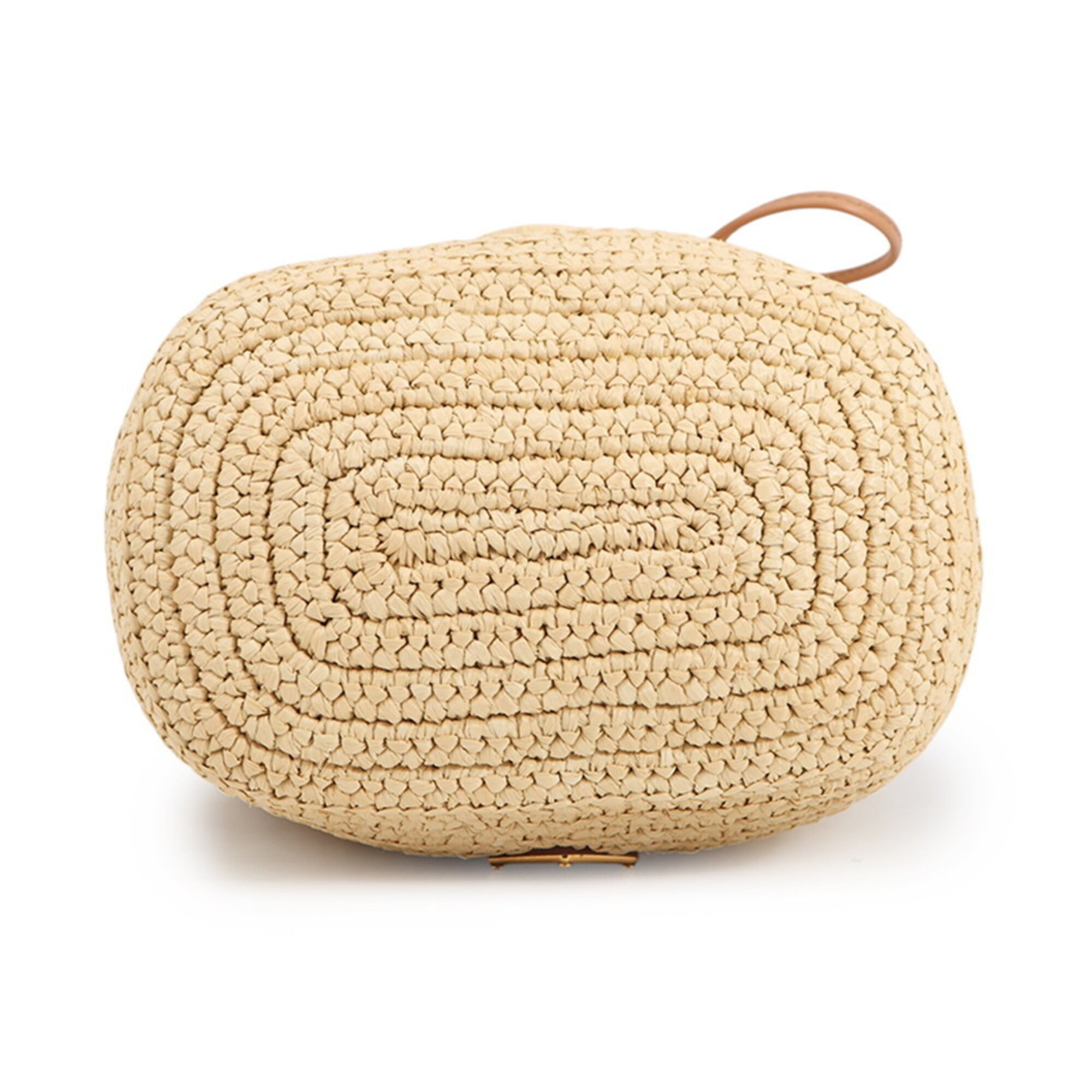 Prada Beige Light Brown Raffia Leather Handbag Shoulder Bag (Pre-Owned)