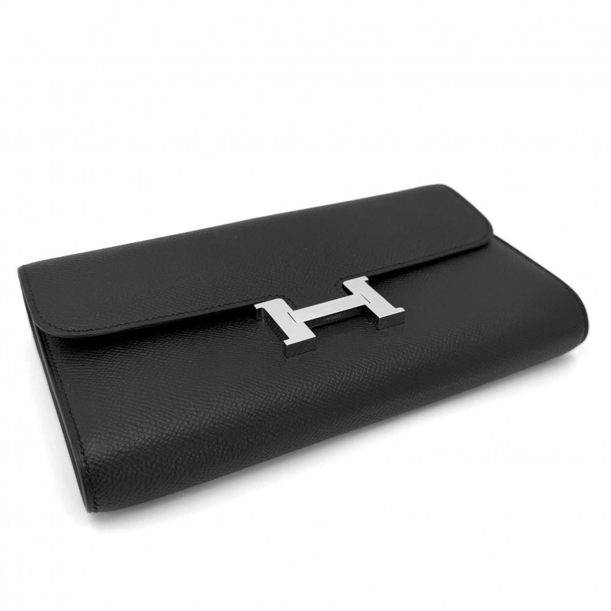 Hermes Black Epsom Leather Chain/Shoulder Wallet (Pre-Owned)