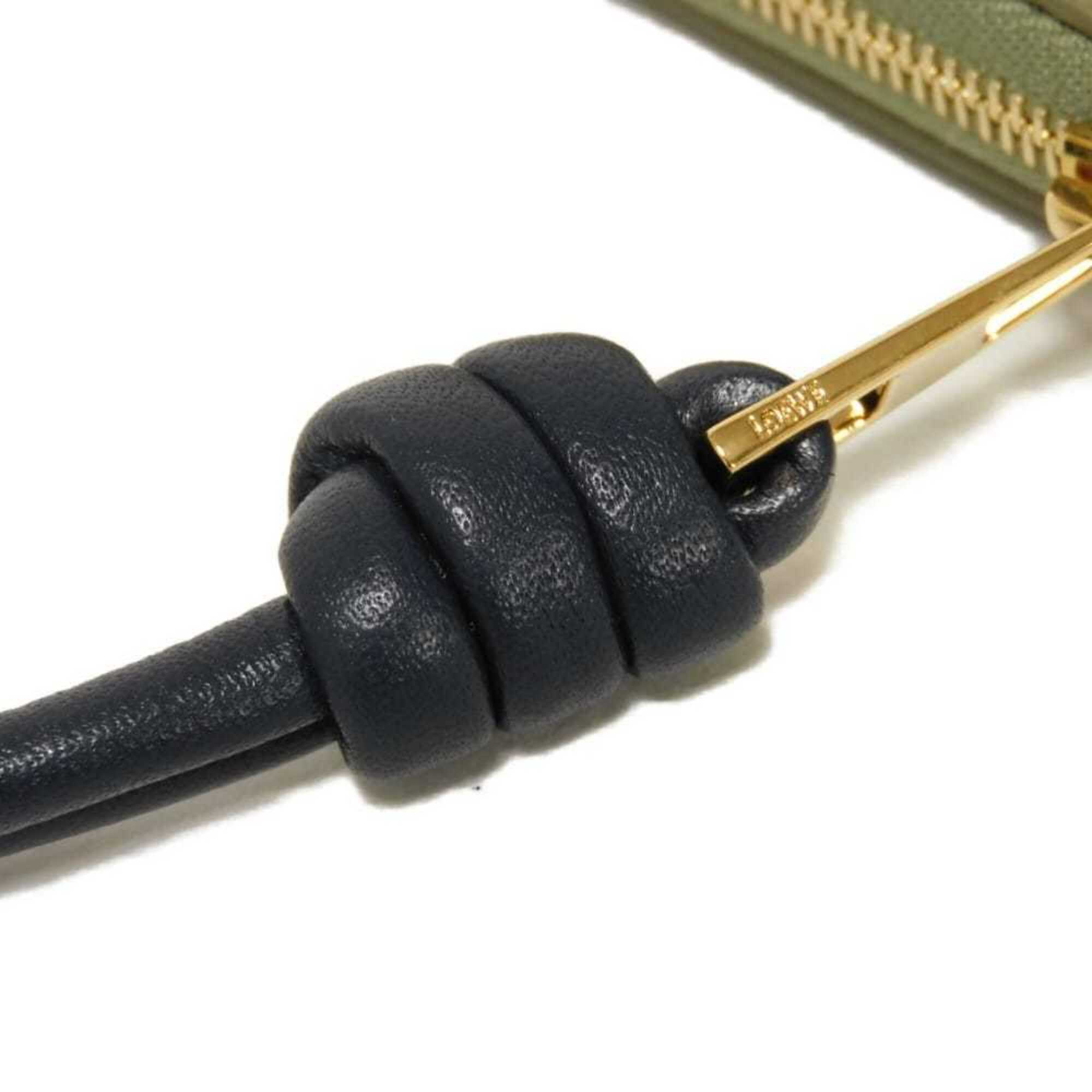Loewe Green Leather Coin Purse/Coin Case (Pre-Owned)