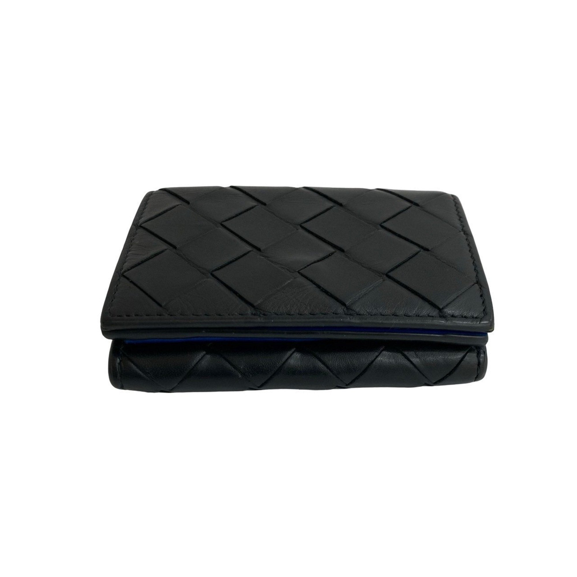 Bottega Veneta Black Blue Leather Wallet (Tri-Fold) (Pre-Owned)