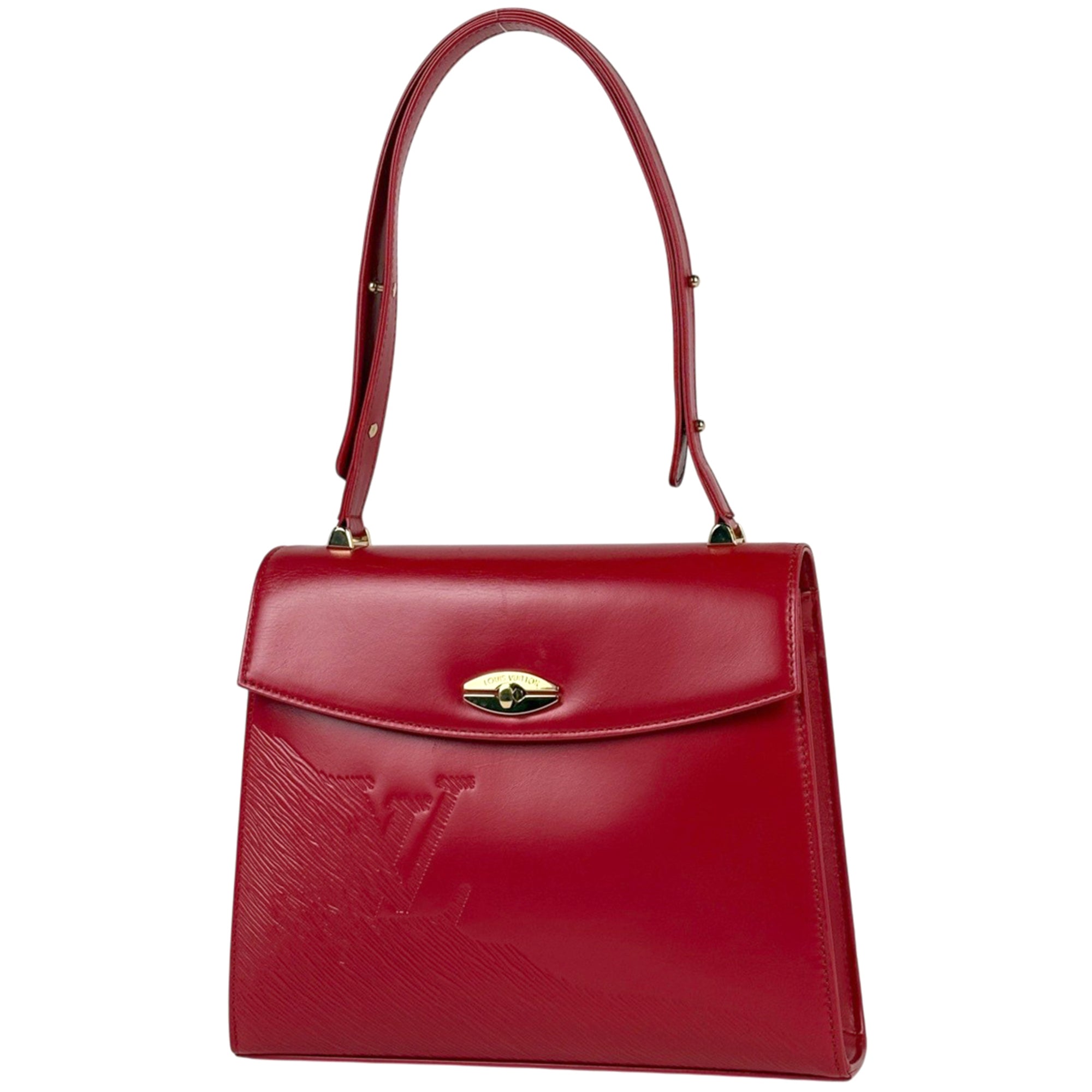 Louis Vuitton Red Color Leather Shoulder Bag (Pre-Owned)