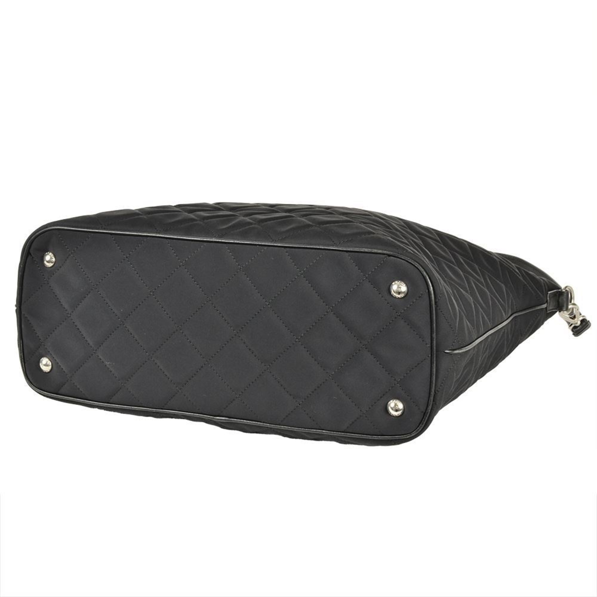 Prada Black Nylon Leather Tote Bag (Pre-Owned)