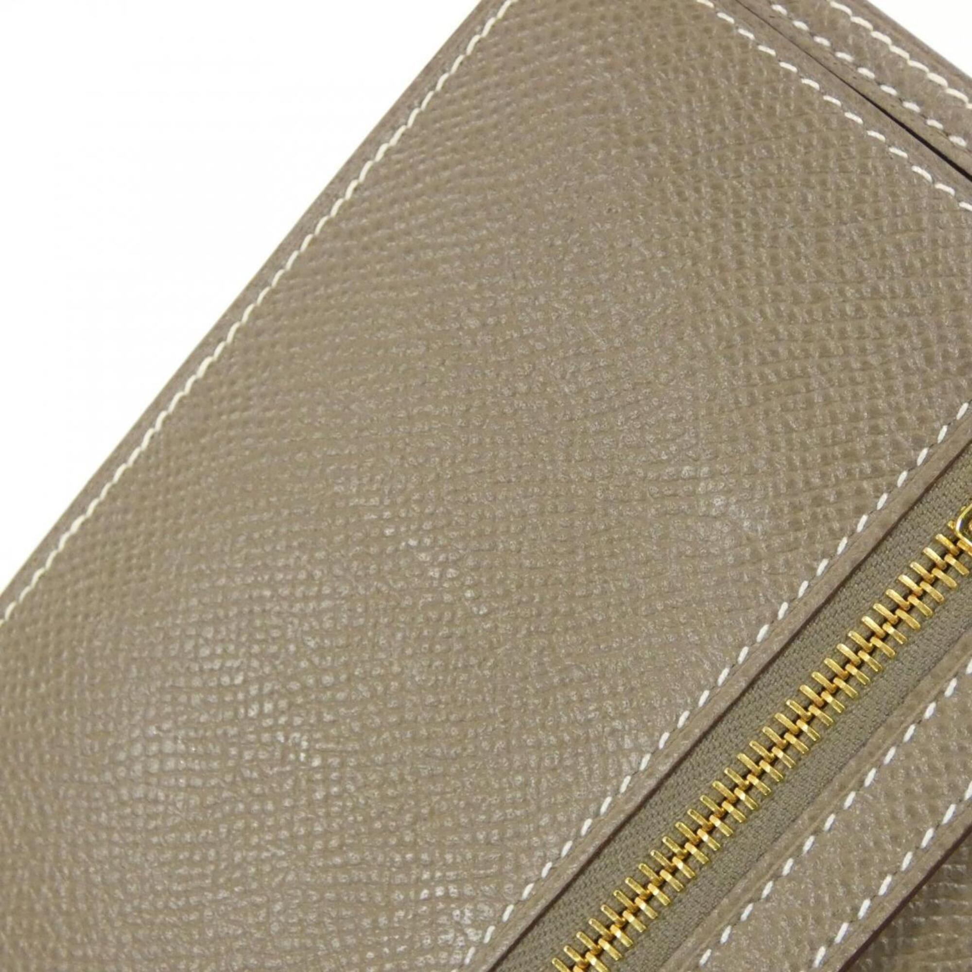 Hermes Etoupe Gray Soufre Epsom Leather Long Wallet (Bi-Fold) (Pre-Owned)