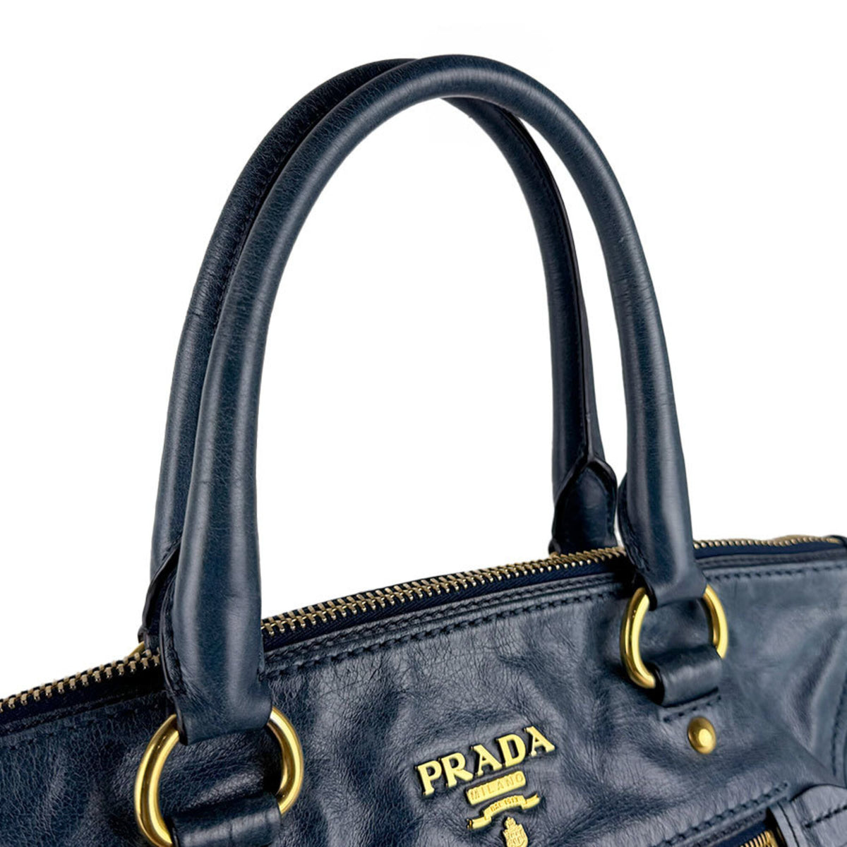 Prada Green Leather Handbag Shoulder Bag (Pre-Owned)