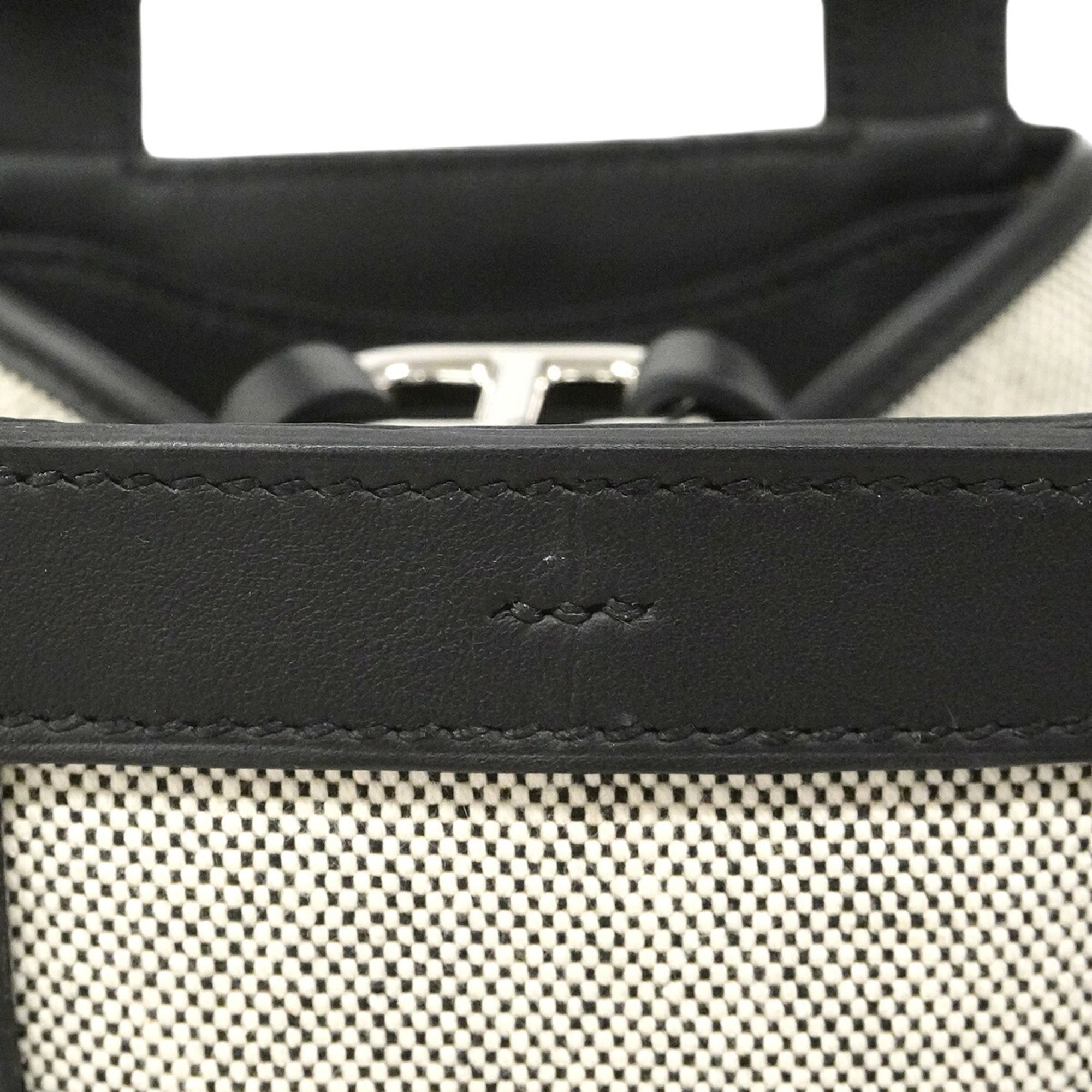 Hermes Black Toile H Swift Leather Handbag (Pre-Owned)