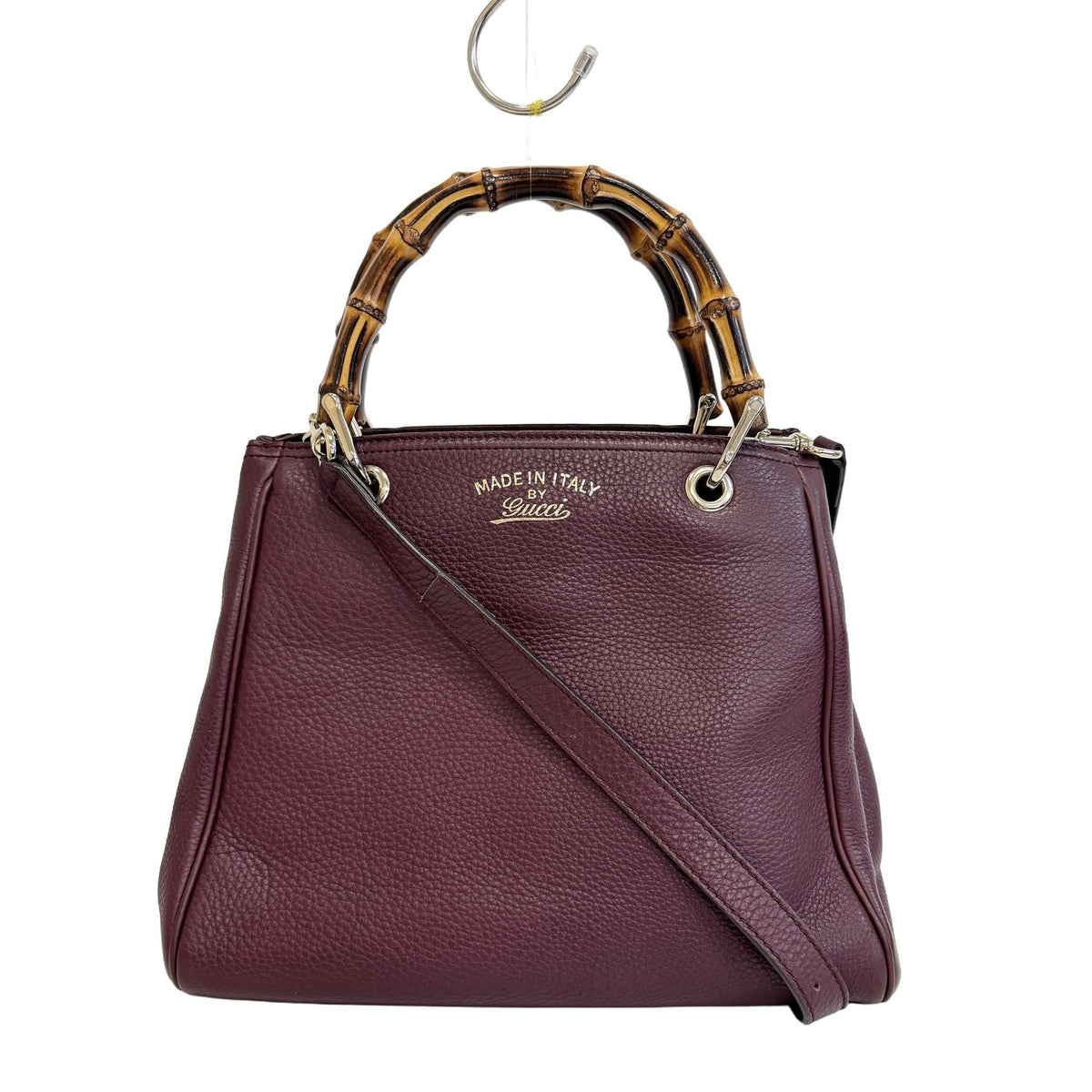 Gucci Wine Bamboo Leather Handbag Shoulder Bag (Pre-Owned)