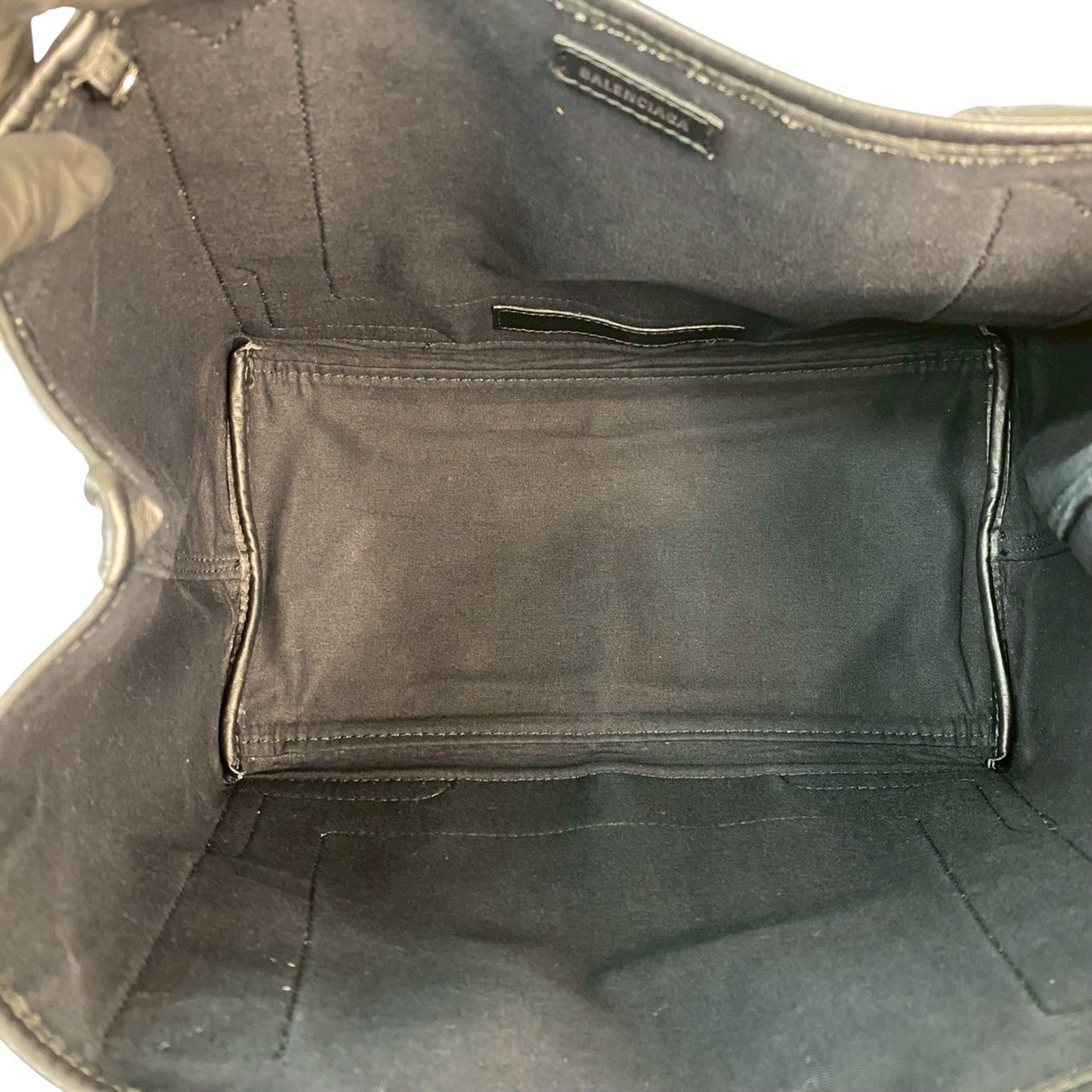 Balenciaga Black Canvas Leather Handbag Tote Bag (Pre-Owned)
