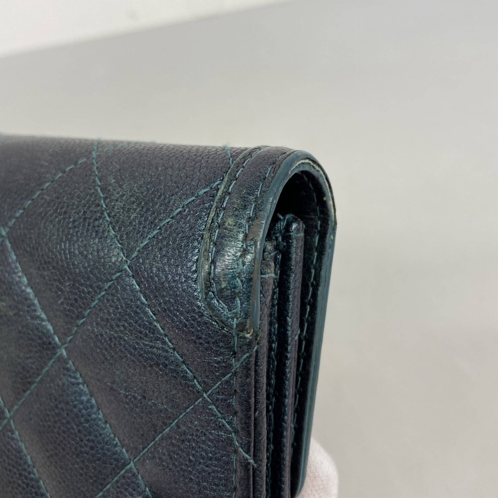 Chanel Green Grained Calfskin Wallet (Bi-Fold) (Pre-Owned)