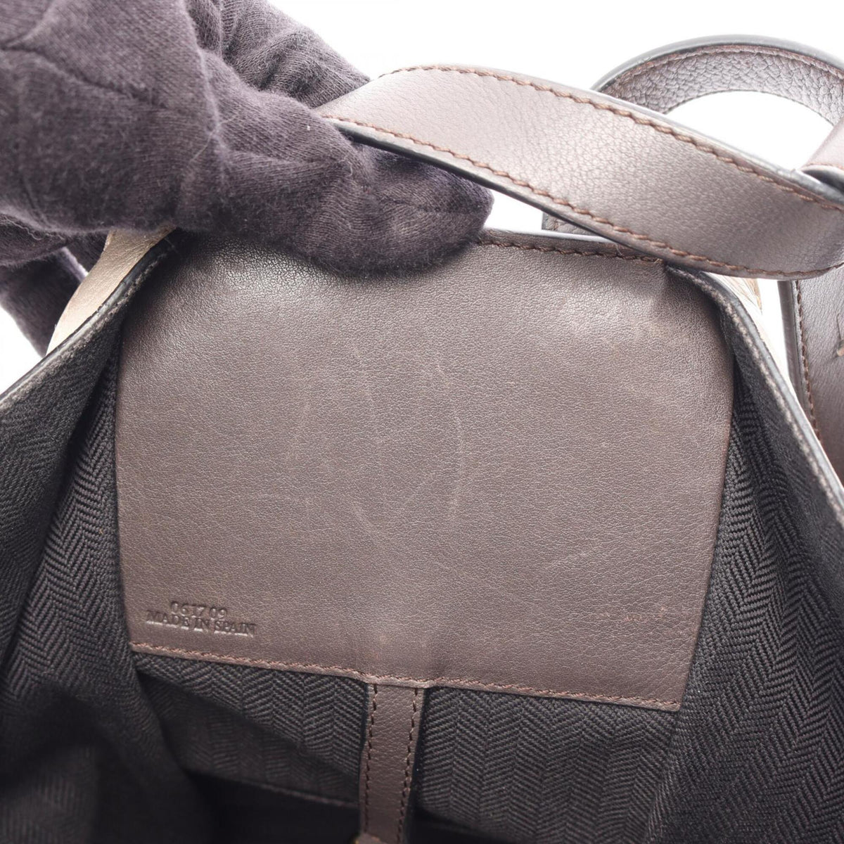 Loewe Beige Brown Gray Leather Handbag (Pre-Owned)