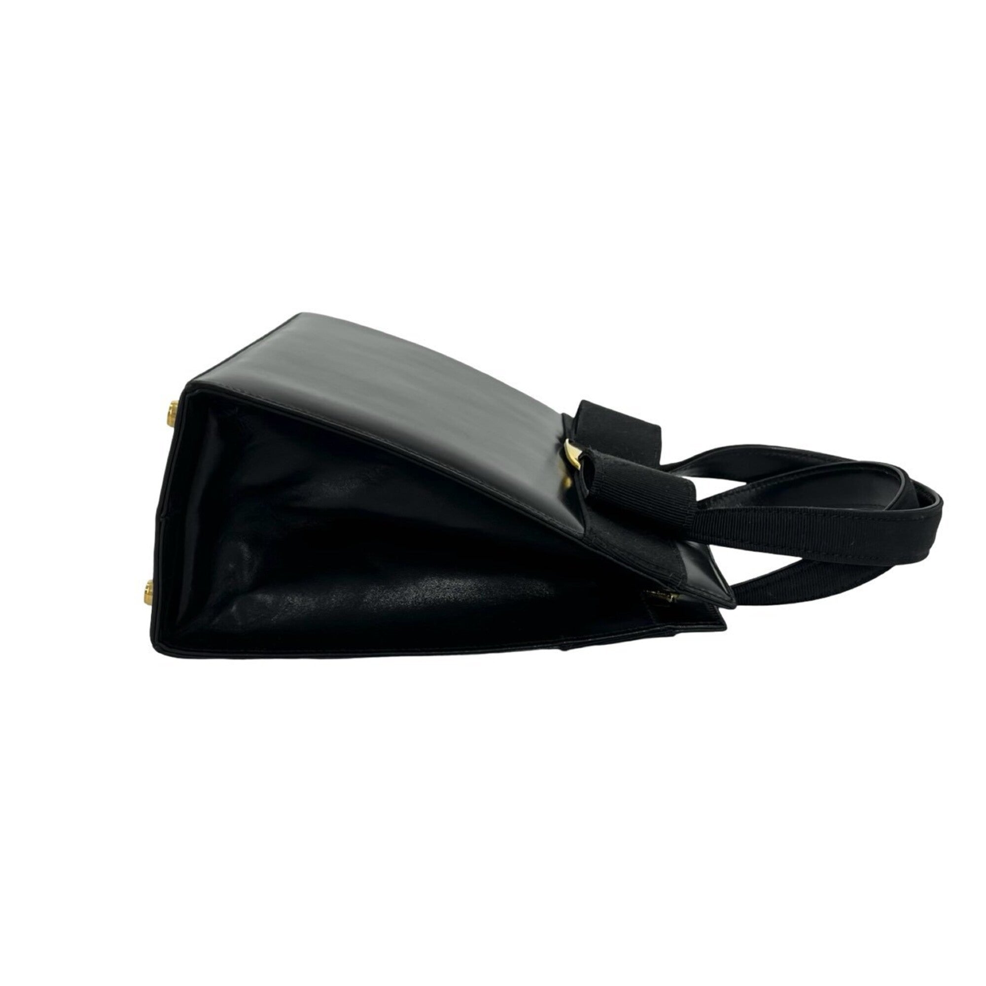Salvatore Ferragamo Black Leather Handbag Shoulder Bag (Pre-Owned)