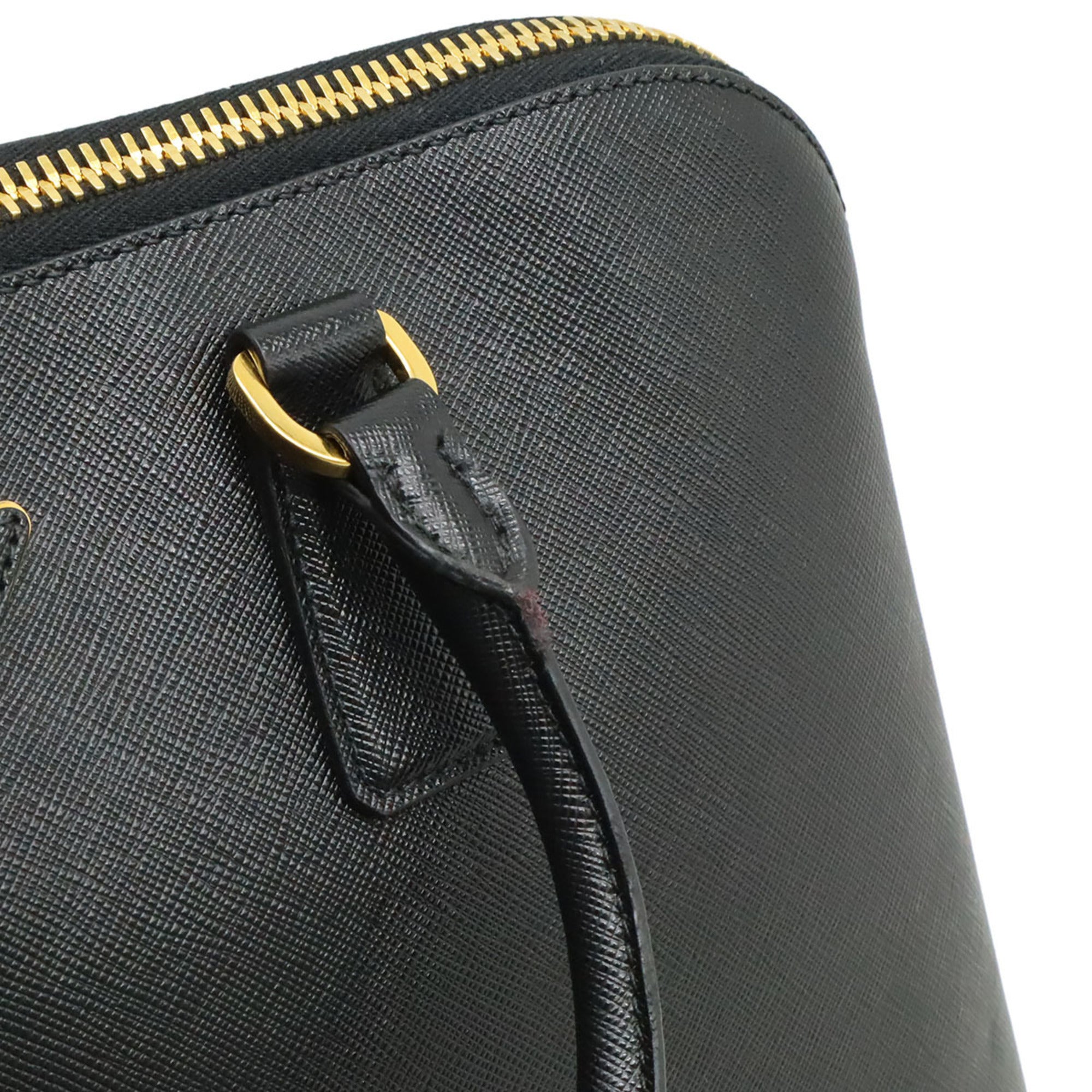 Prada Saffiano Black Nero Leather Handbag Tote Bag (Pre-Owned)