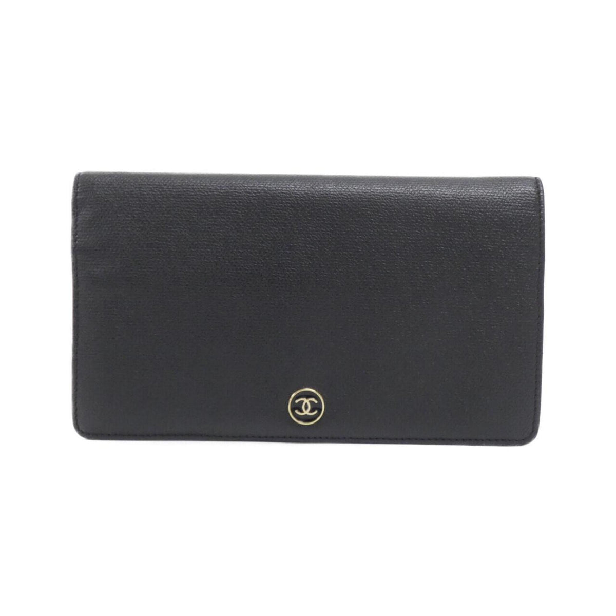 Chanel Black Leather Long Wallet (Bi-Fold) (Pre-Owned)