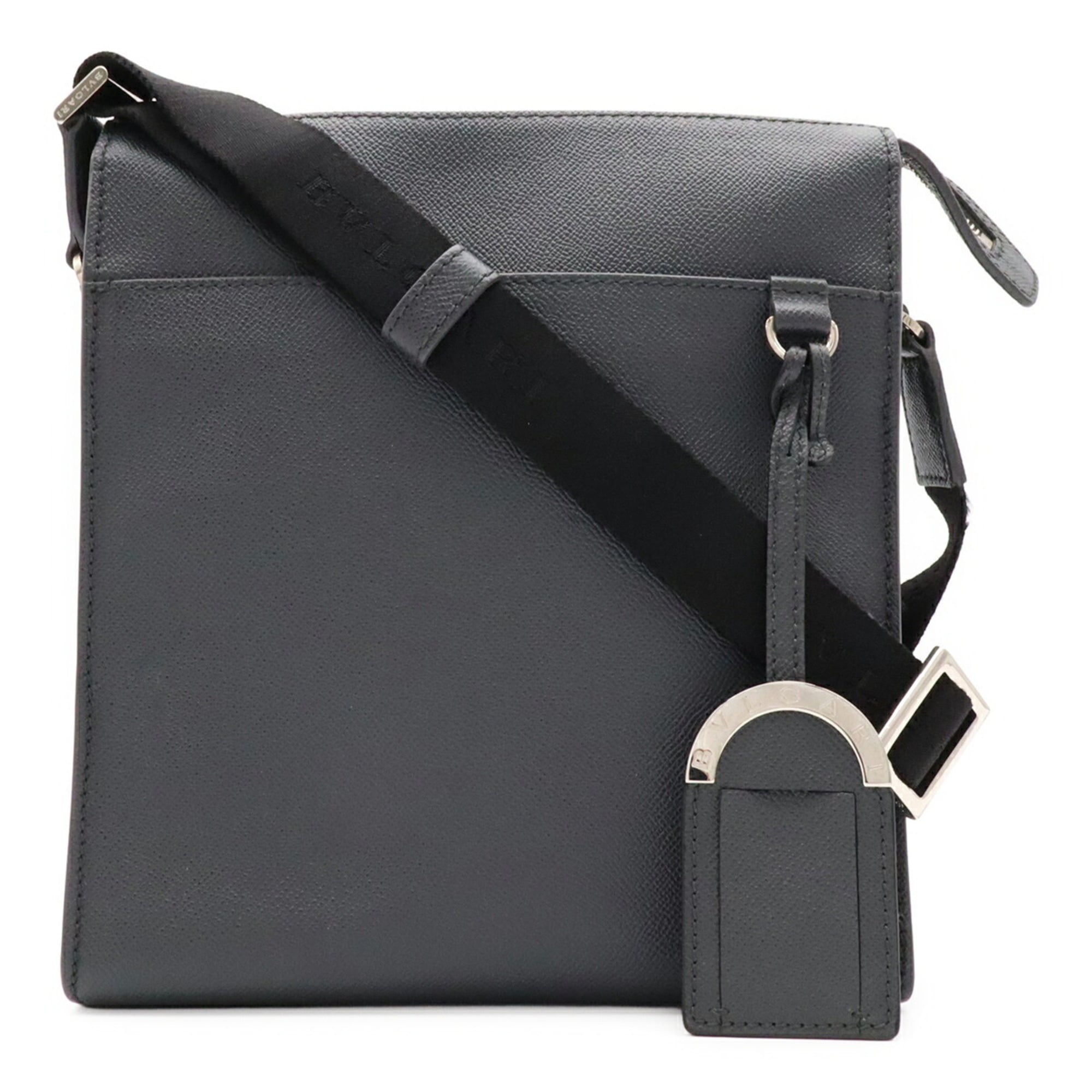 Bvlgari Gray Leather Messenger Bag Shoulder Bag (Pre-Owned)
