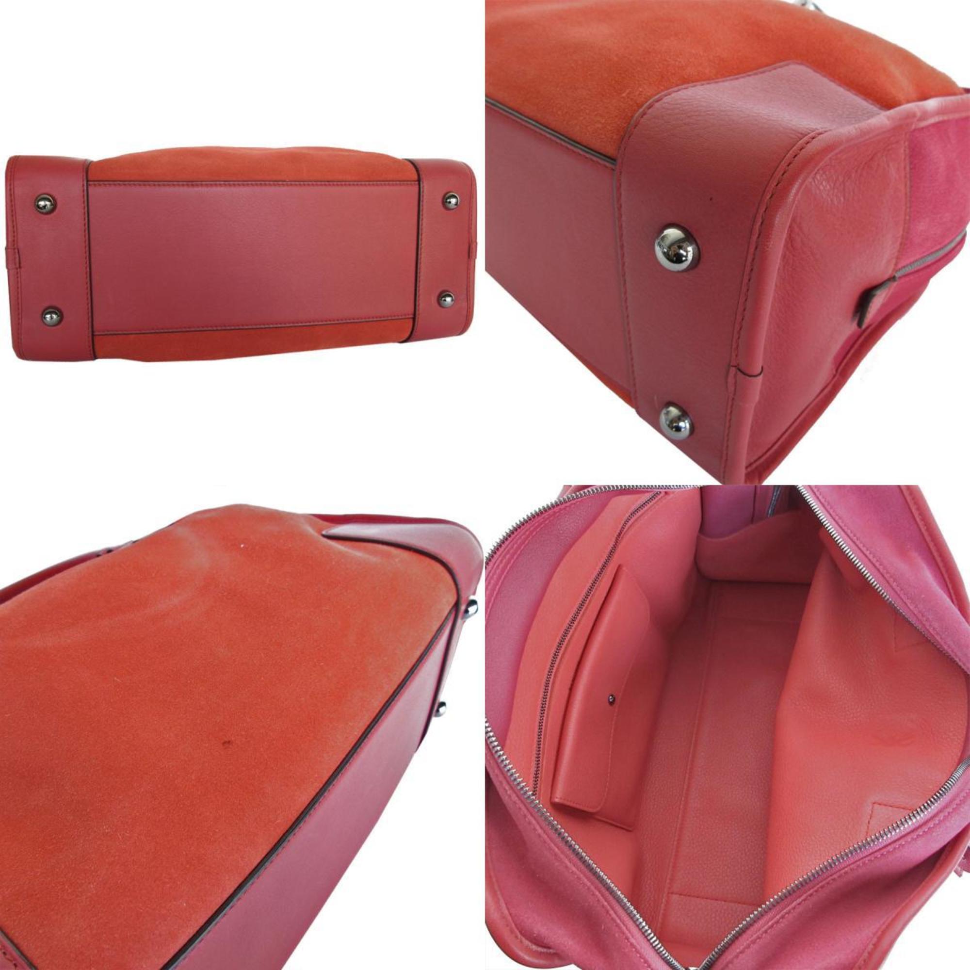 Loewe Red Color Suede Leather Handbag (Pre-Owned)