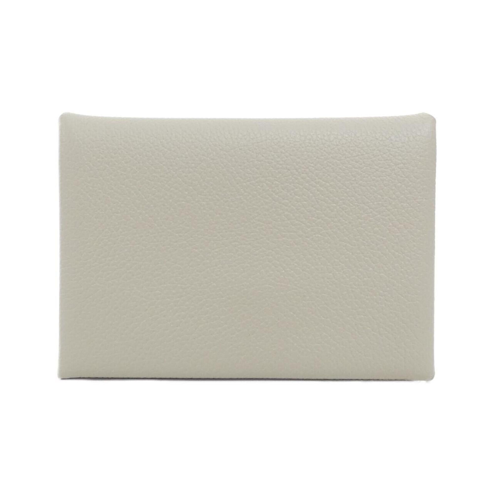Hermes White Evercalf Leather Coin Purse/Coin Case (Pre-Owned)