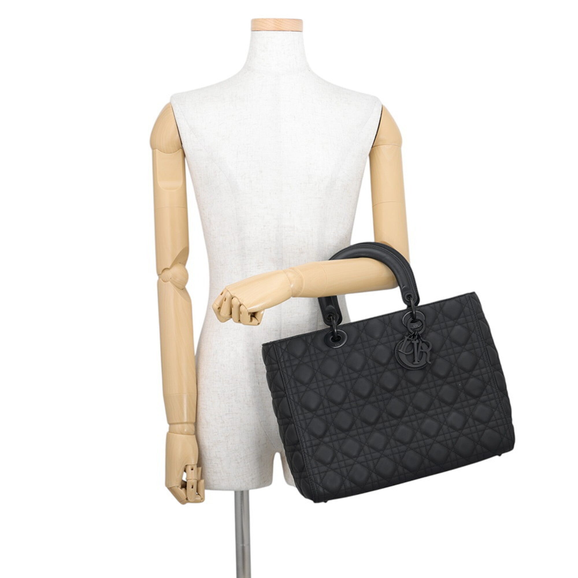Christian Dior Lady Dior Black Leather Handbag (Pre-Owned)