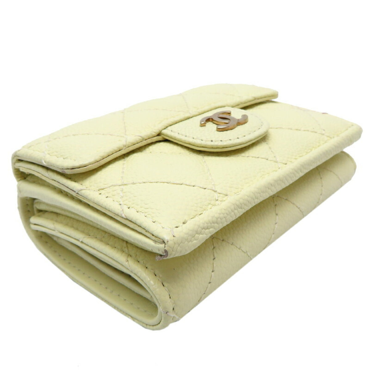 Chanel Cream White Grained Calfskin Wallet (Tri-Fold) (Pre-Owned)