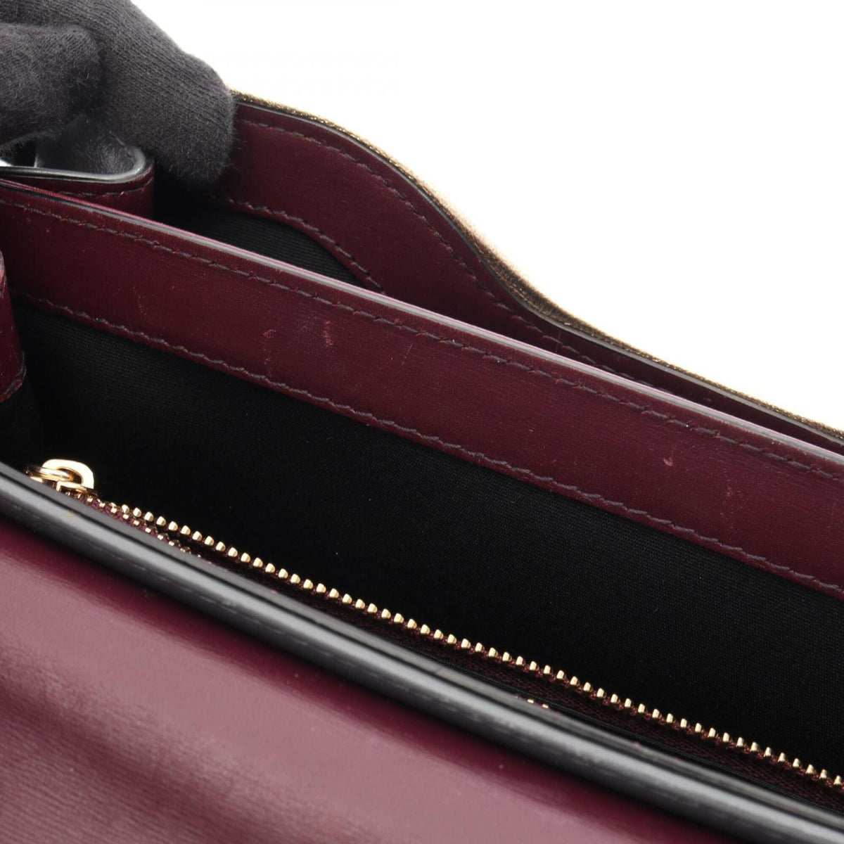 Bvlgari Bordeaux Gray Leather Handbag Shoulder Bag (Pre-Owned)