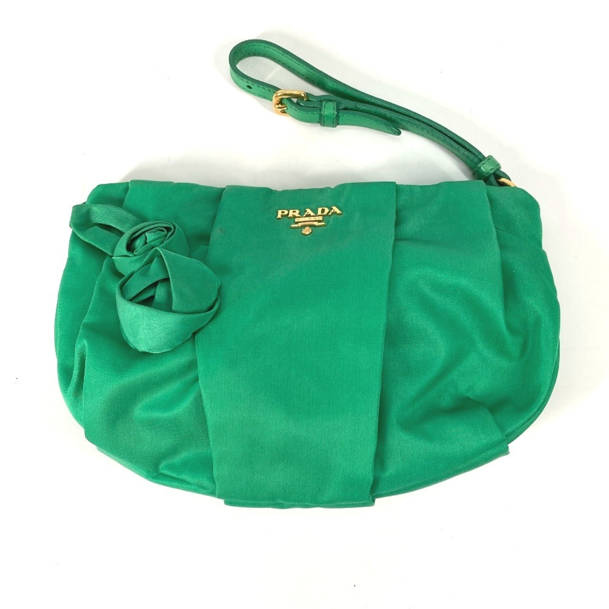 Prada Green Nylon Clutch Bag Pouch (Pre-Owned)