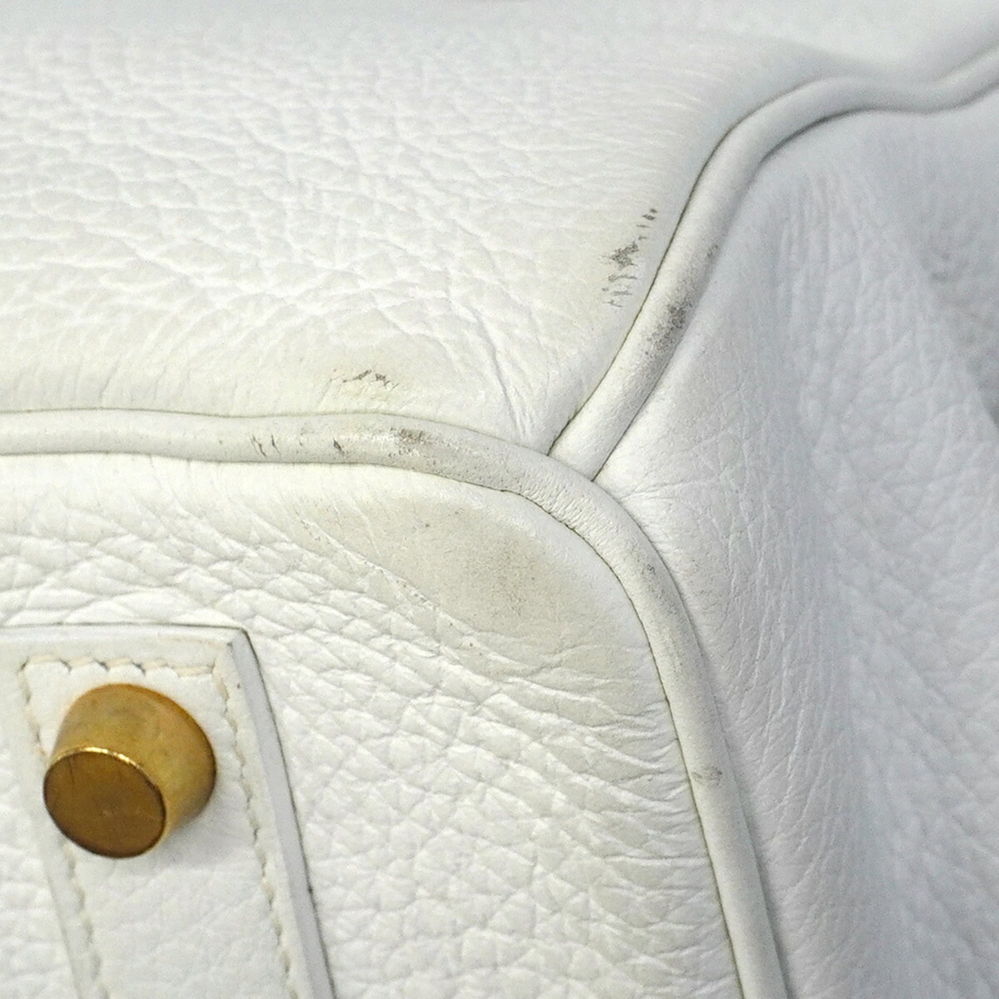Hermes White Togo Leather Handbag (Pre-Owned)