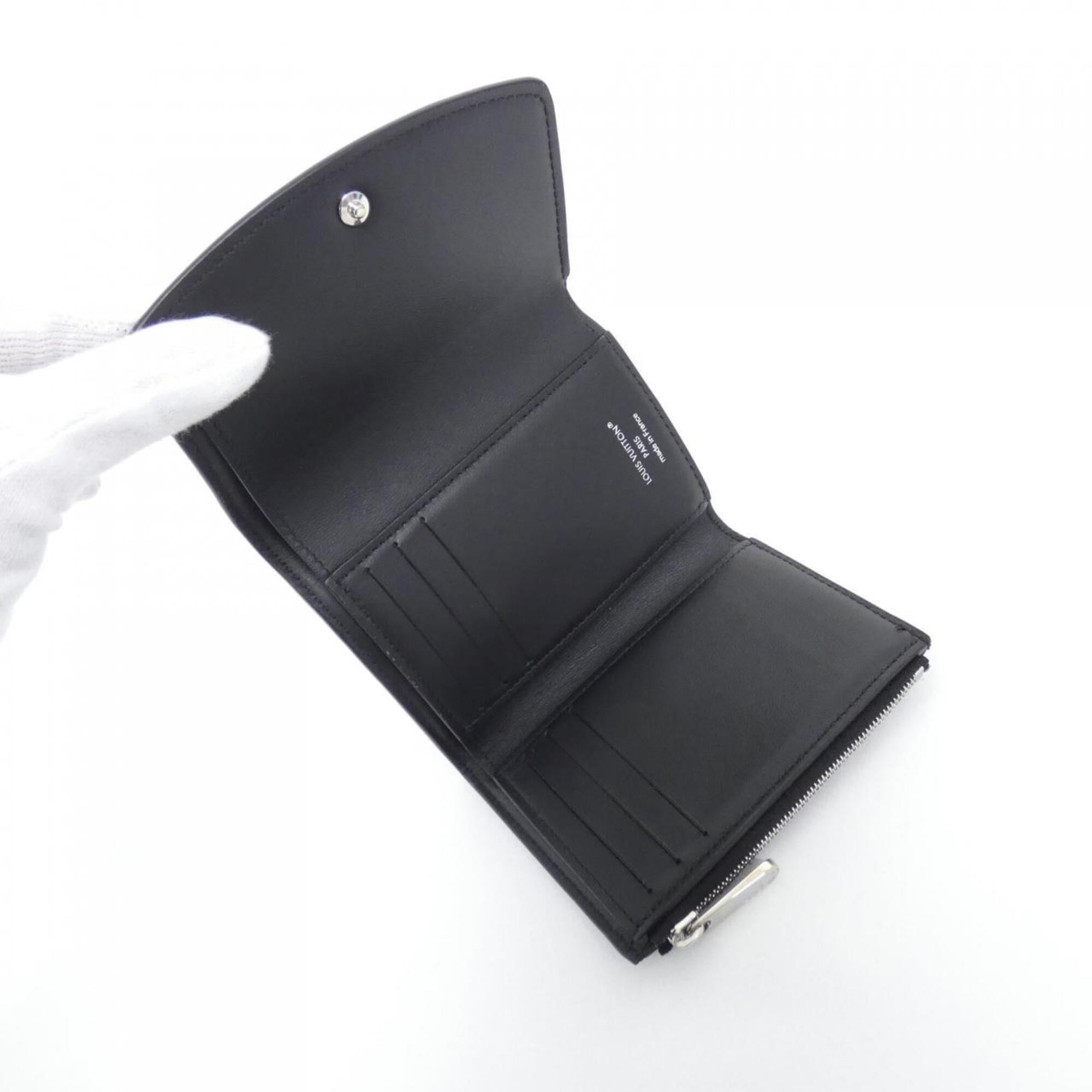Louis Vuitton Black Leather Wallet (Tri-Fold) (Pre-Owned)