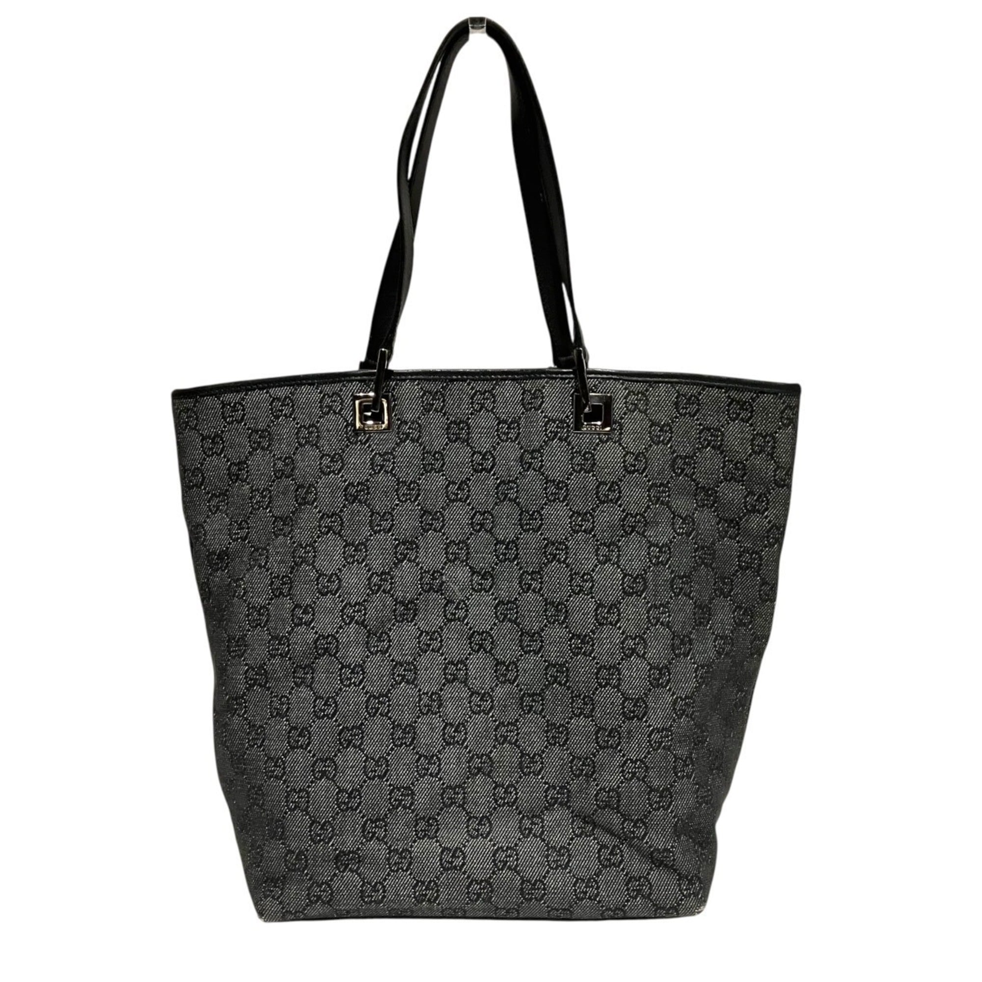 Gucci Gray Canvas Leather Shoulder Bag (Pre-Owned)