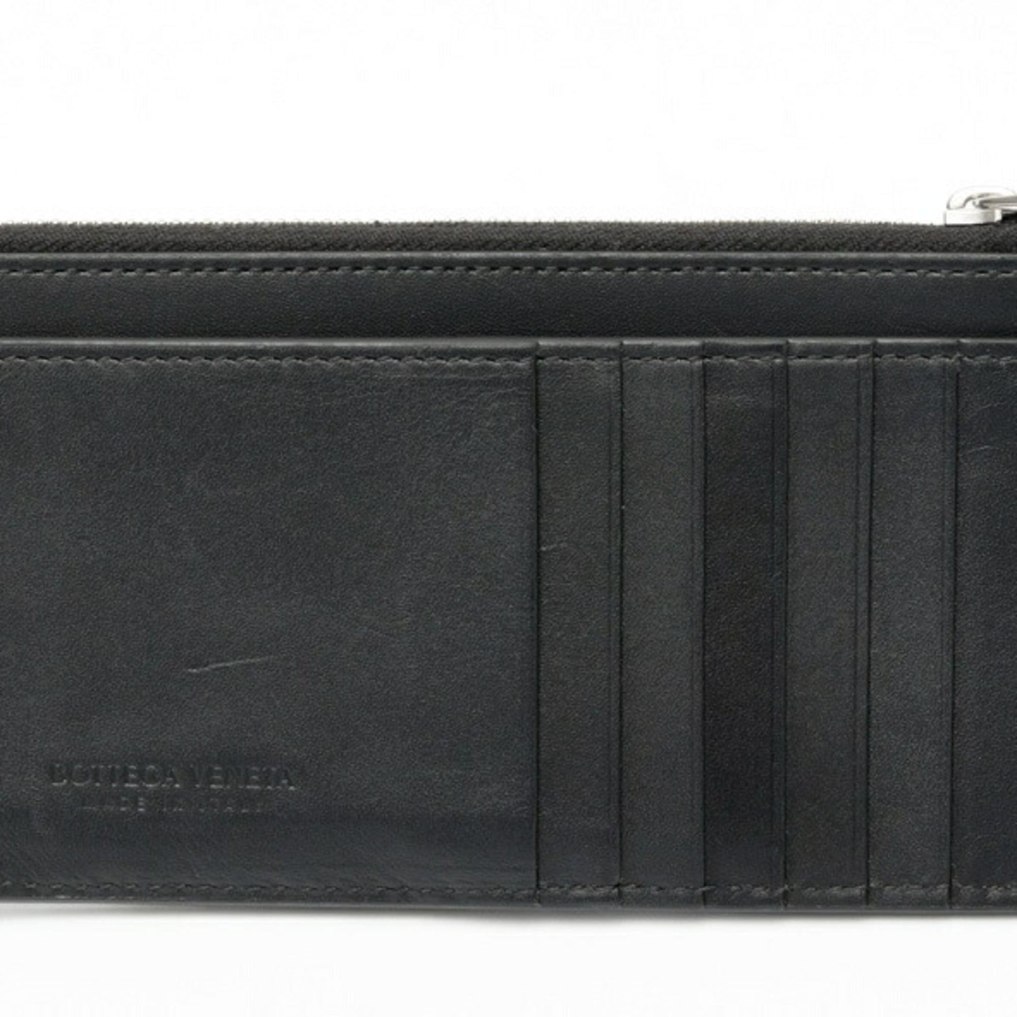 Bottega Veneta Black Leather Coin Purse/Coin Case (Pre-Owned)