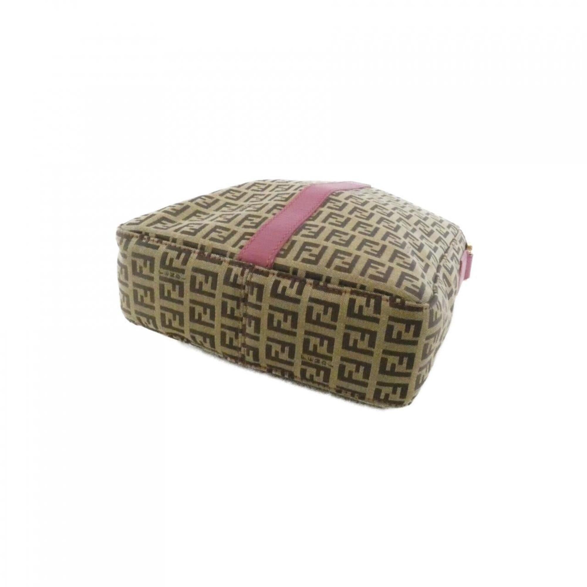 Fendi Beige Pink Canvas Shoulder Bag (Pre-Owned)