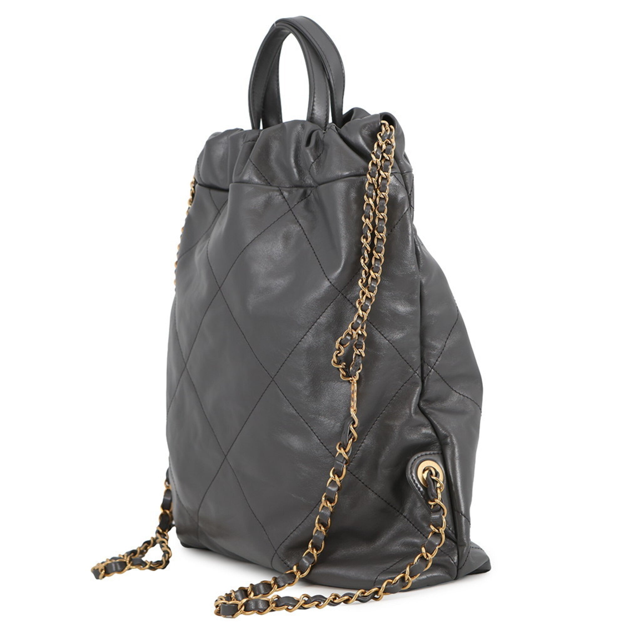 Chanel Gray Leather Backpack (Pre-Owned)